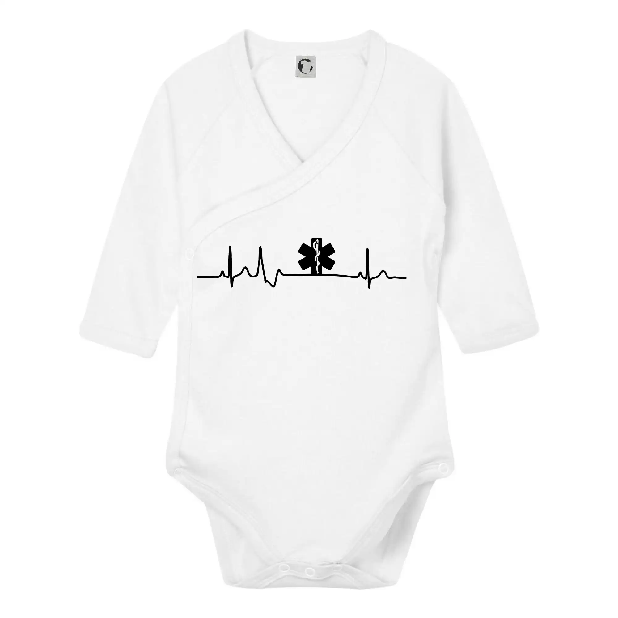 Tričká a mikiny pre záchranárov a lekárov - Kvalitné oblečenie pre zdravotníkov - EKG rescue - Body zavinovacie s dlhým rukávom