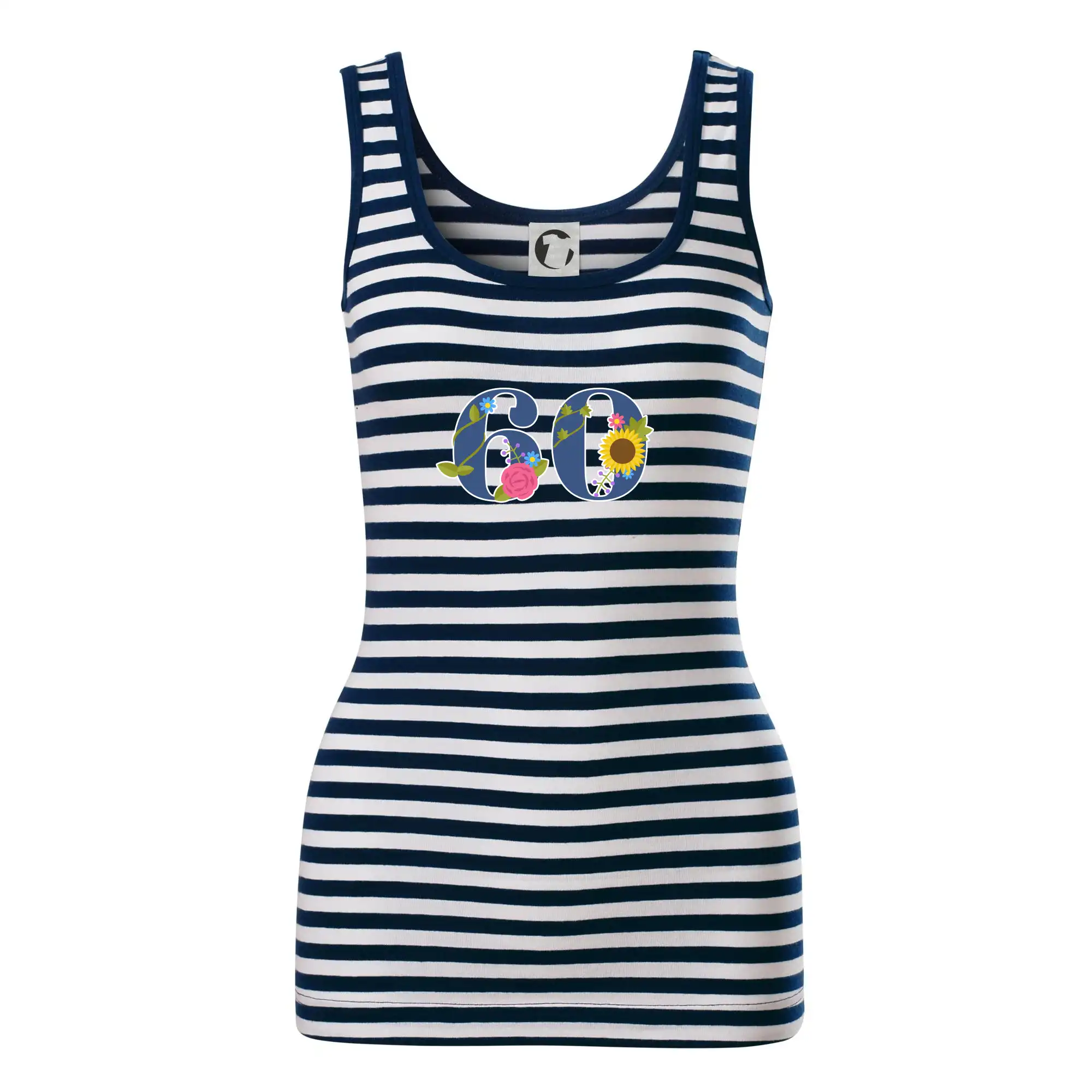 Tričko k 60. narodeninám - Kvetinové číslo kreslené - 60 - Sailor tielko na vodu