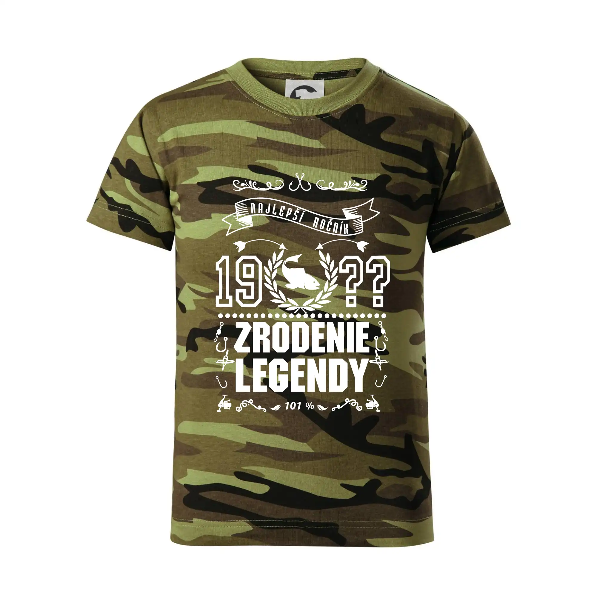Trička Zrodenie legendy - Zrodenie legendy - pre rybárov - Detské maskáčové tričko