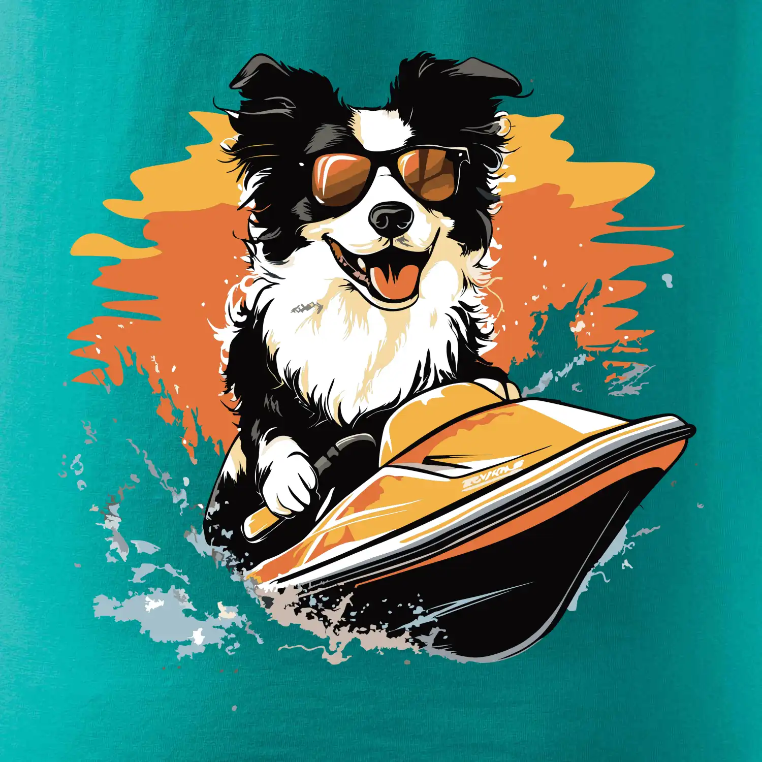 Border Kolie na vodním skútru