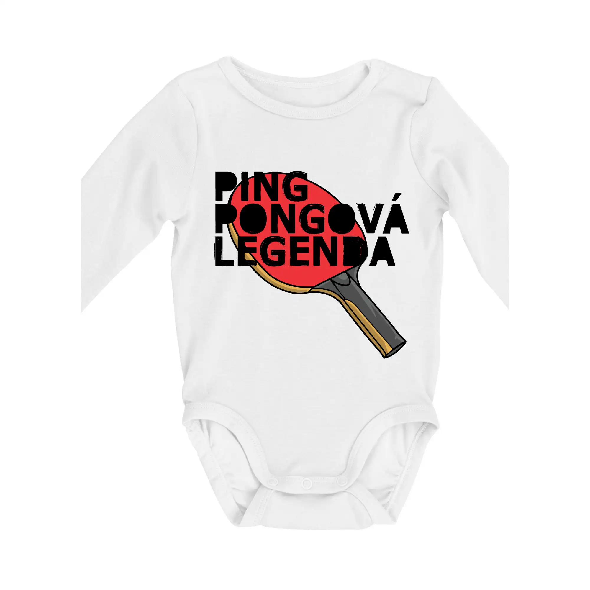Vtipné tričká na stolný tenis - Ping Pongová legenda - Body dojčenské s dlhým rukávom