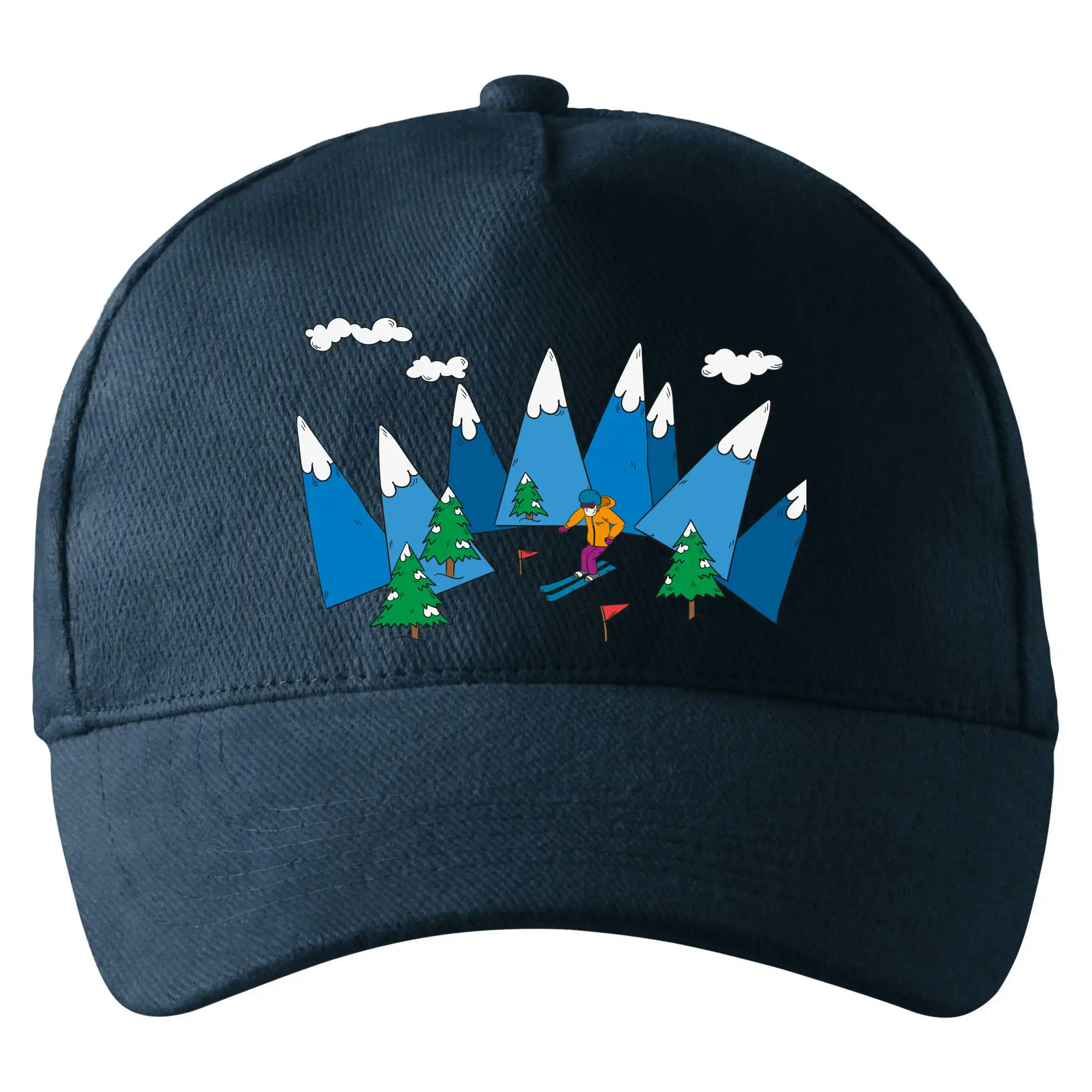 Lyžař a barevné hory