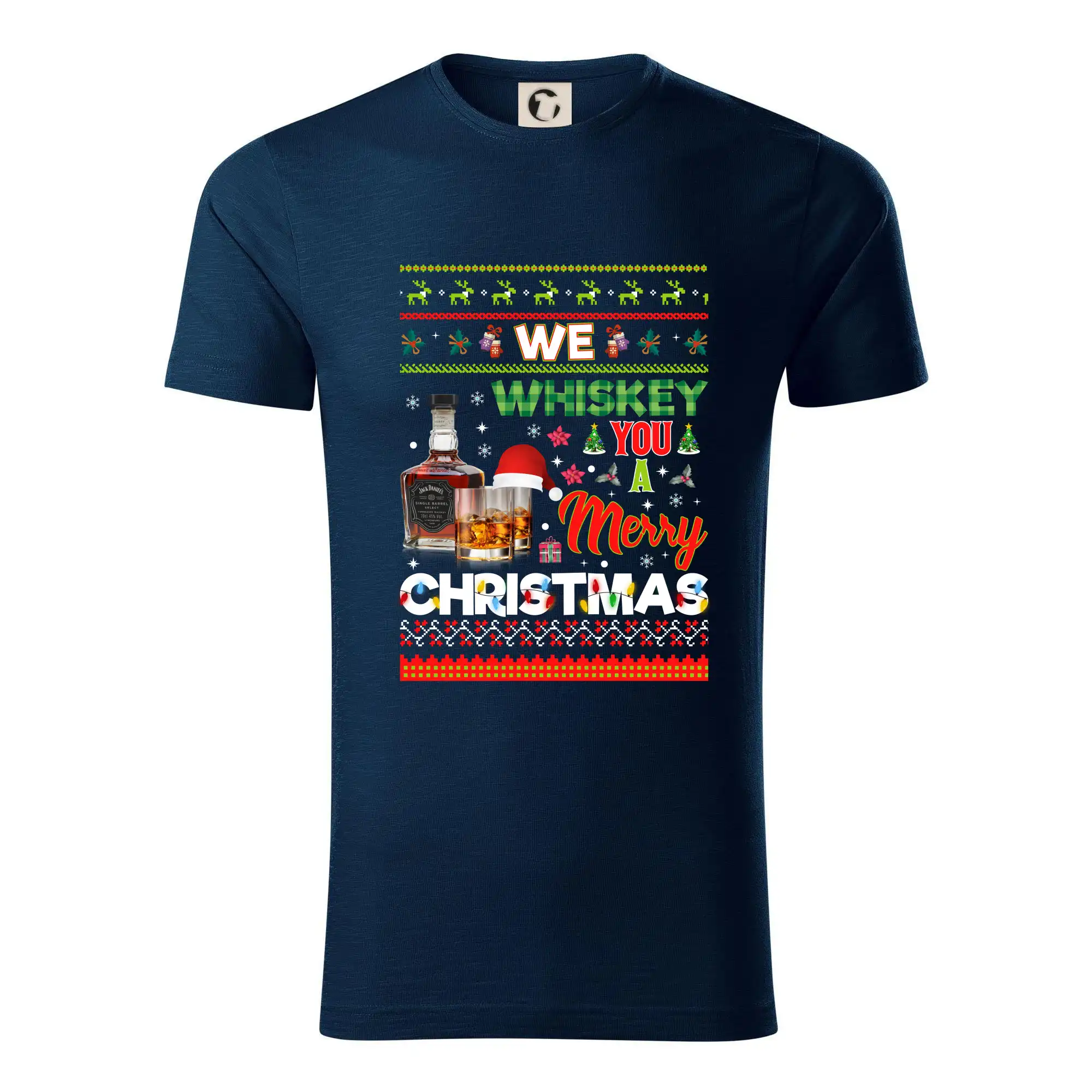Vianočné tričká - We Whiskey you a Merry Christmas - Tričko z organickej bavlny