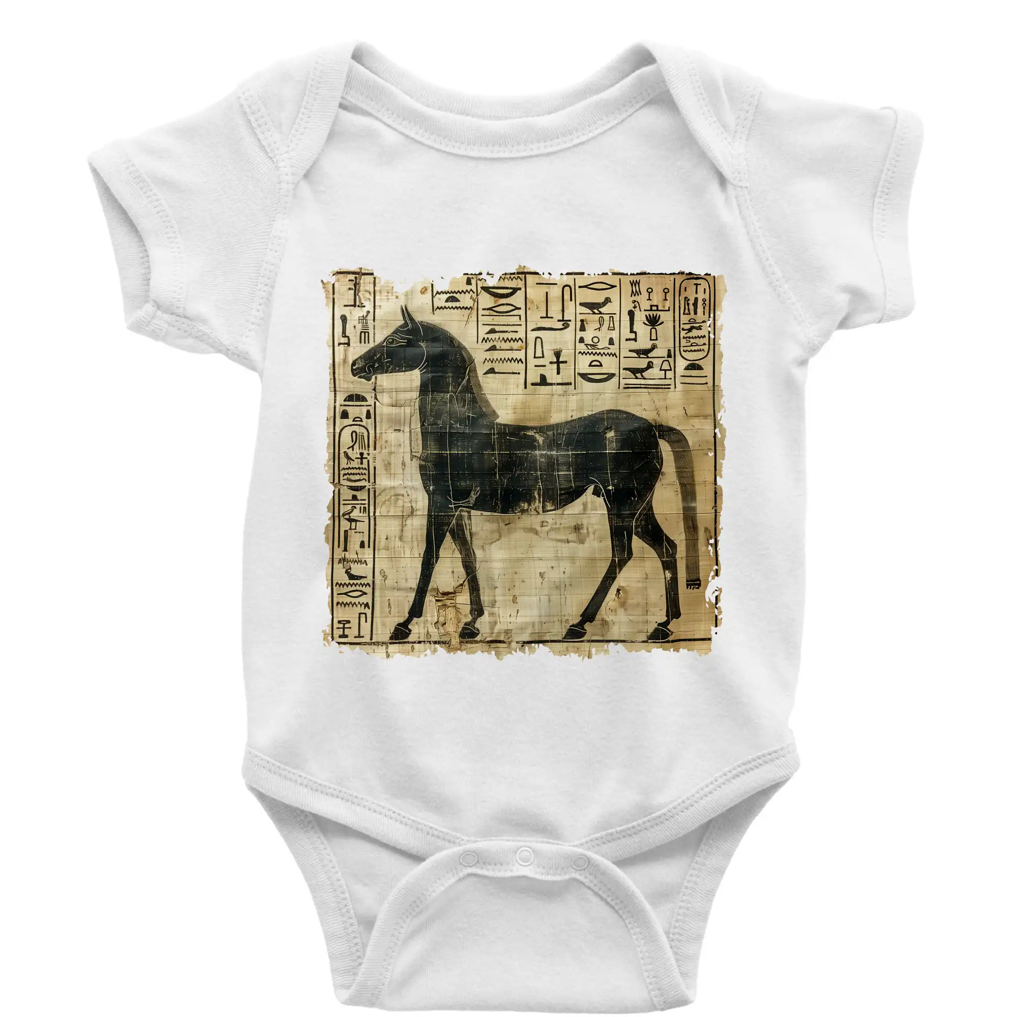 Tričká s koňmi - Egyptské hieroglyfy kôň - Body dojčenské s krátkym rukávom