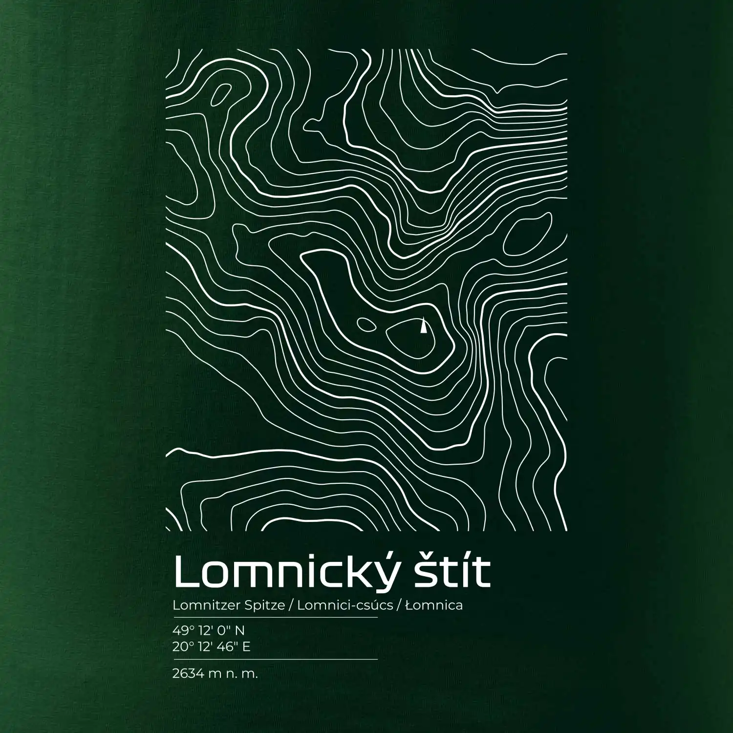 Lomnický štít - vrstevnice v obdélníku