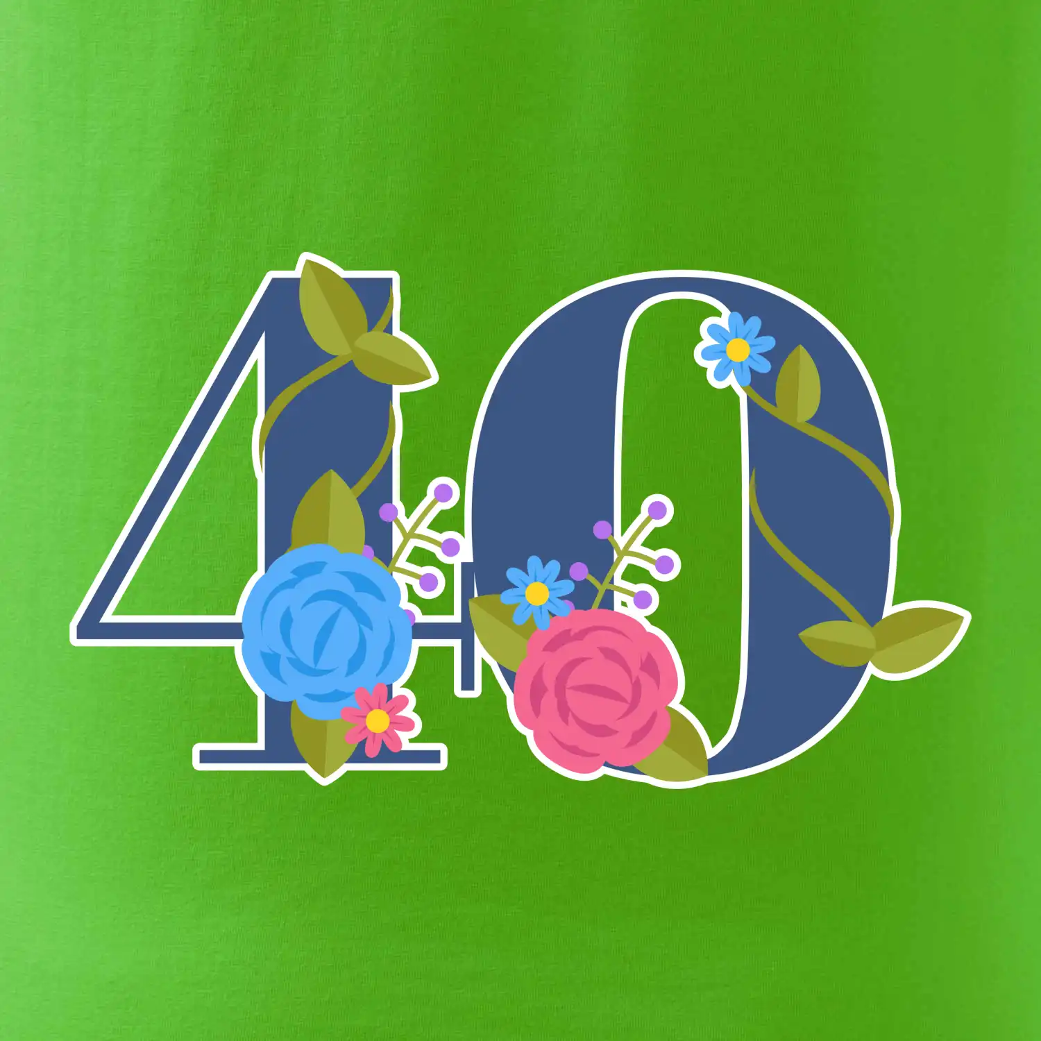 Květinové číslo kreslené - 40