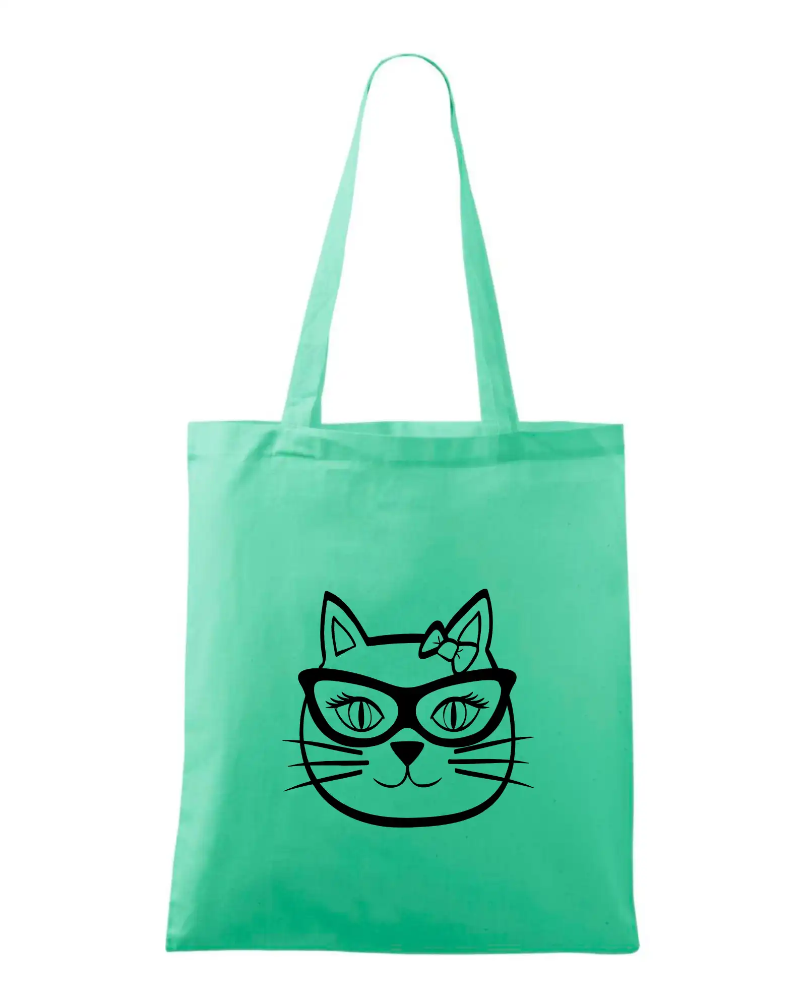 Vtipná tričká s mačkou - Mačacie dievča s okuliarmi - Taška bavlnená