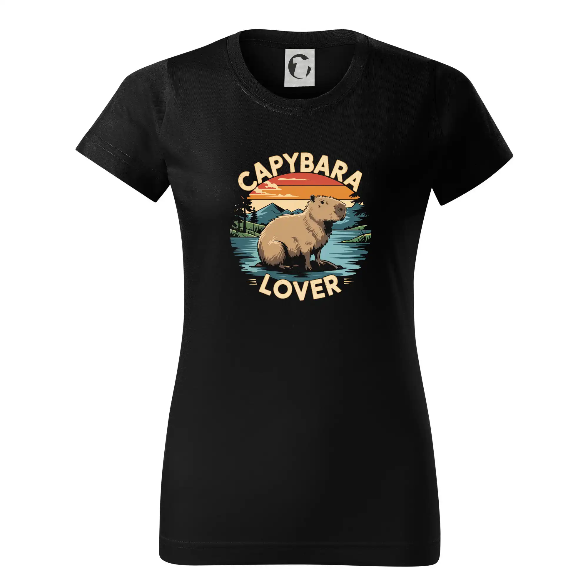 Tričká so zvieratami - Capybara lover vintage - Dámske tričko basic - ľahko voľnejšie a dlhšie