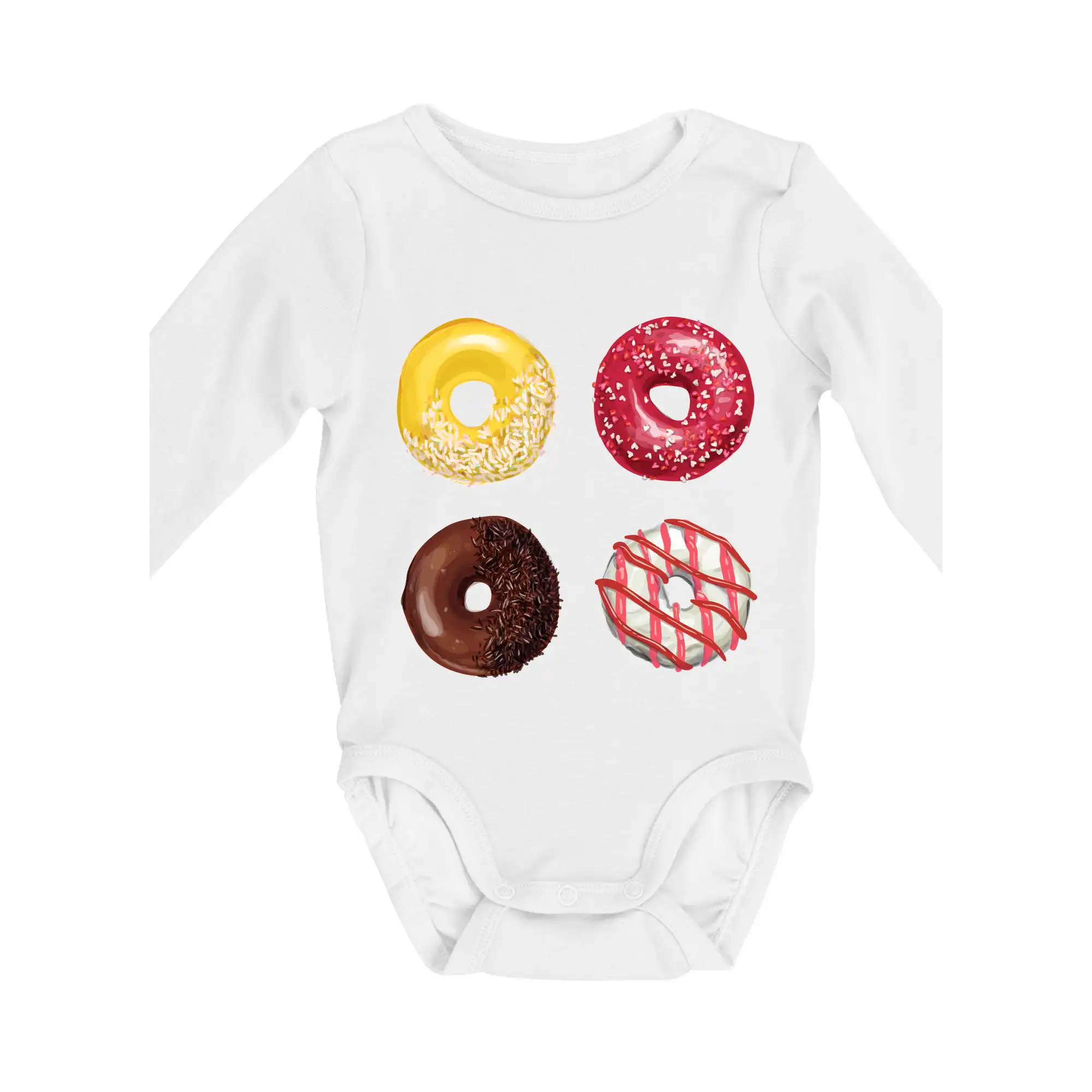 4 donuty - Body dojčenské s dlhým rukávom