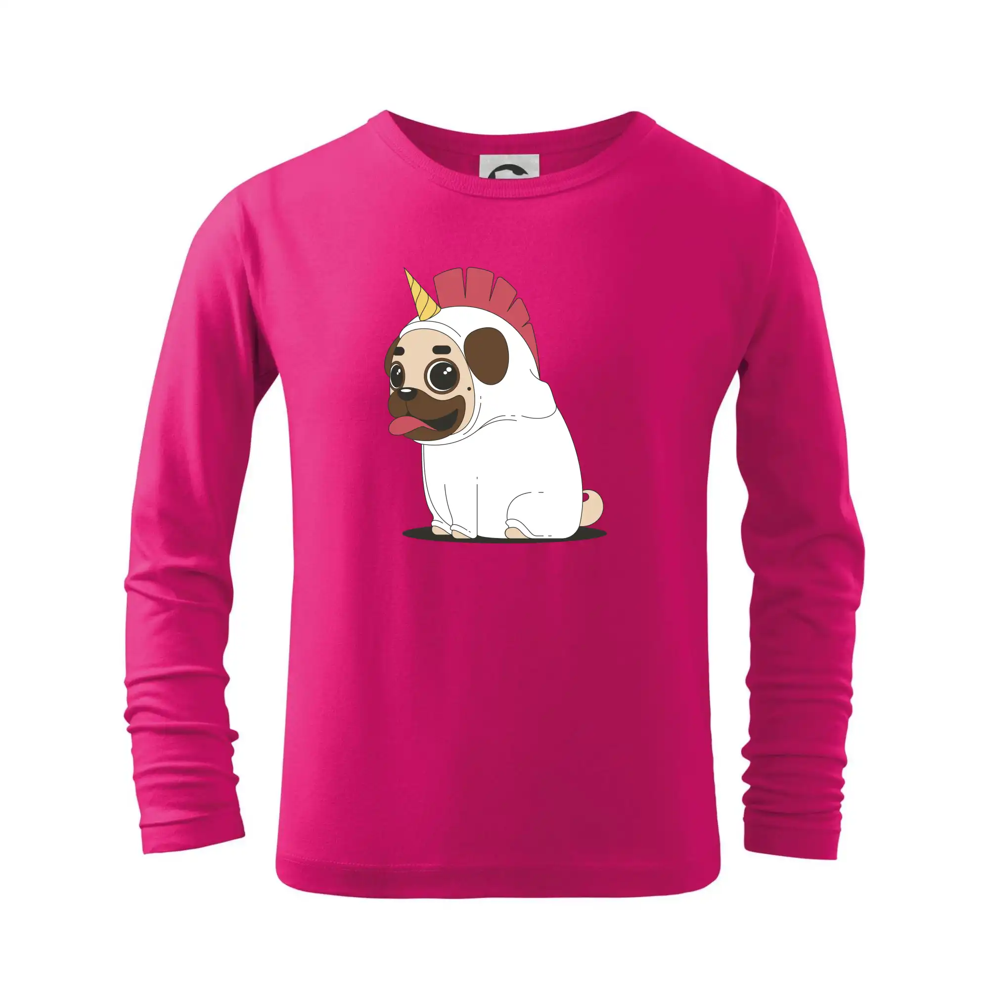Mops na tričku - Mops a jednorožec - Tričko detské Long Sleeve