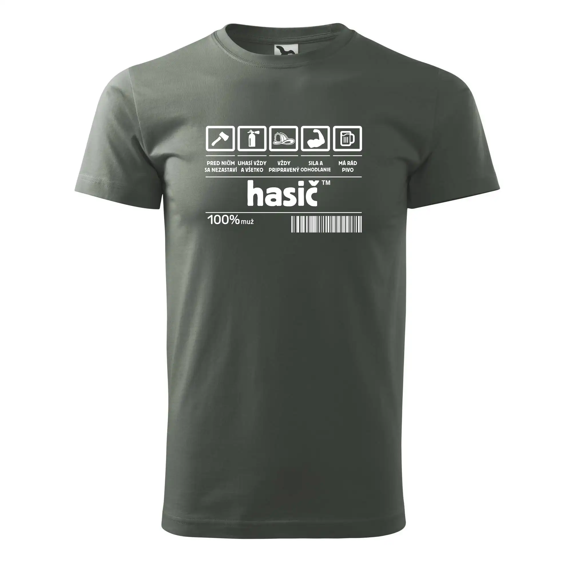Originálne tričká pre hasičov - Čiarový kód - Hasič / hasička - Klasické pánske tričko vyššej gramáže
