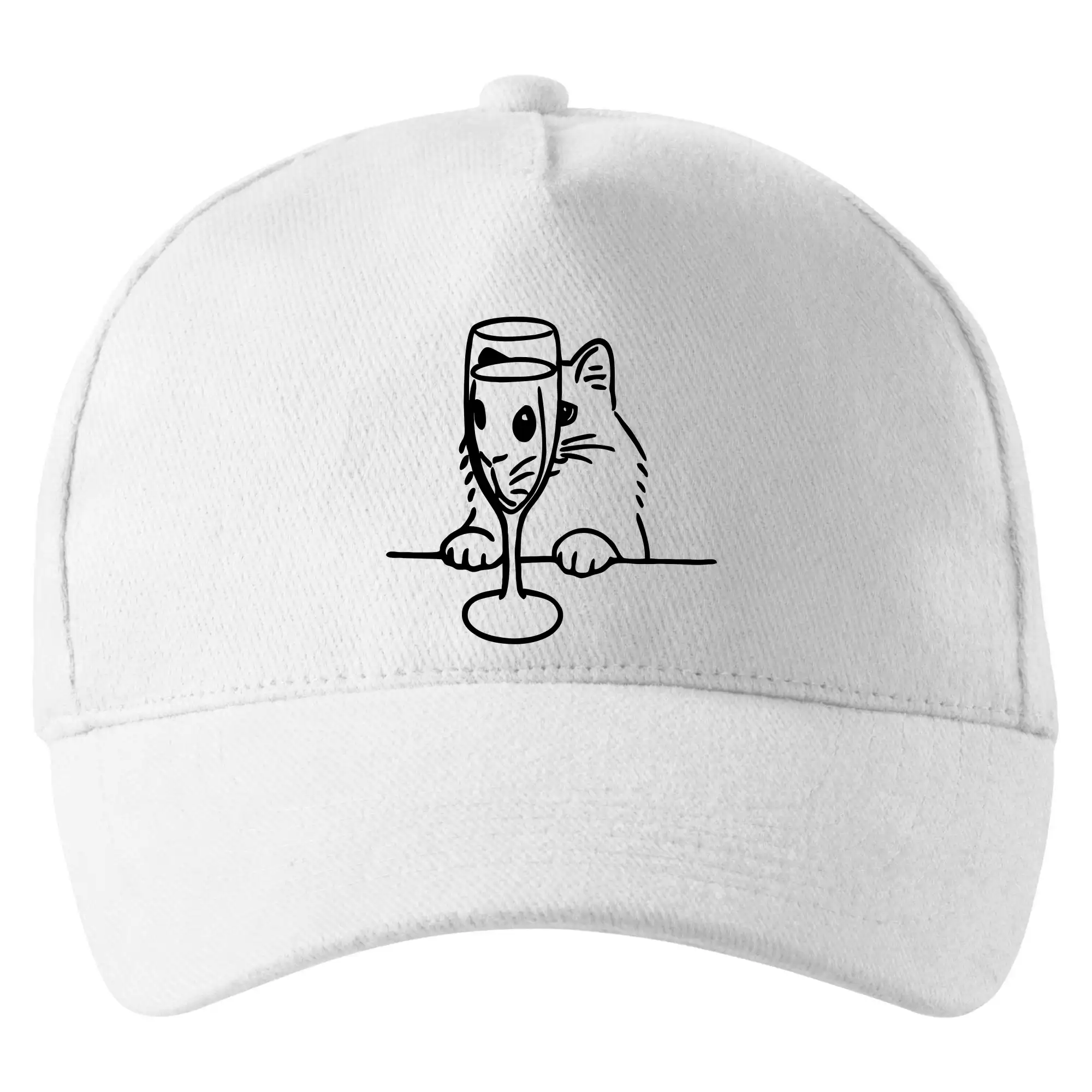 Vtipná tričká s mačkou - Mačka a pohár - Šiltovka so zahnutým šiltom a mosaznou sponou