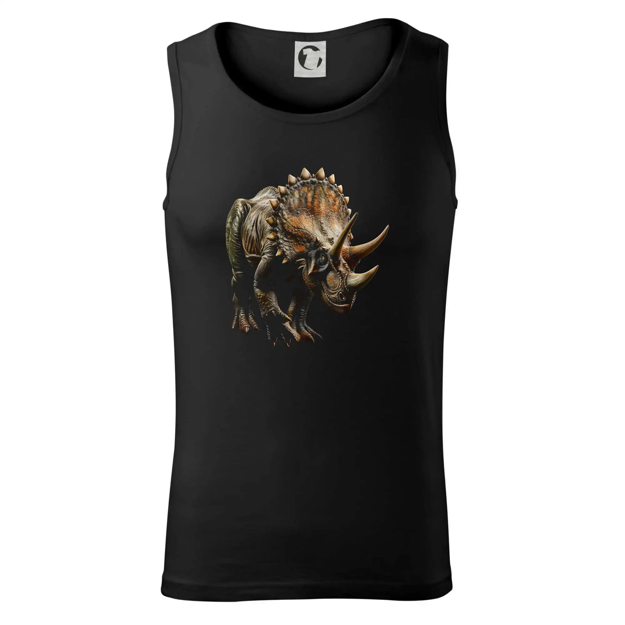 Tričká so zvieratami - Triceratops z boku čierna fotka - Tielko pánske Core