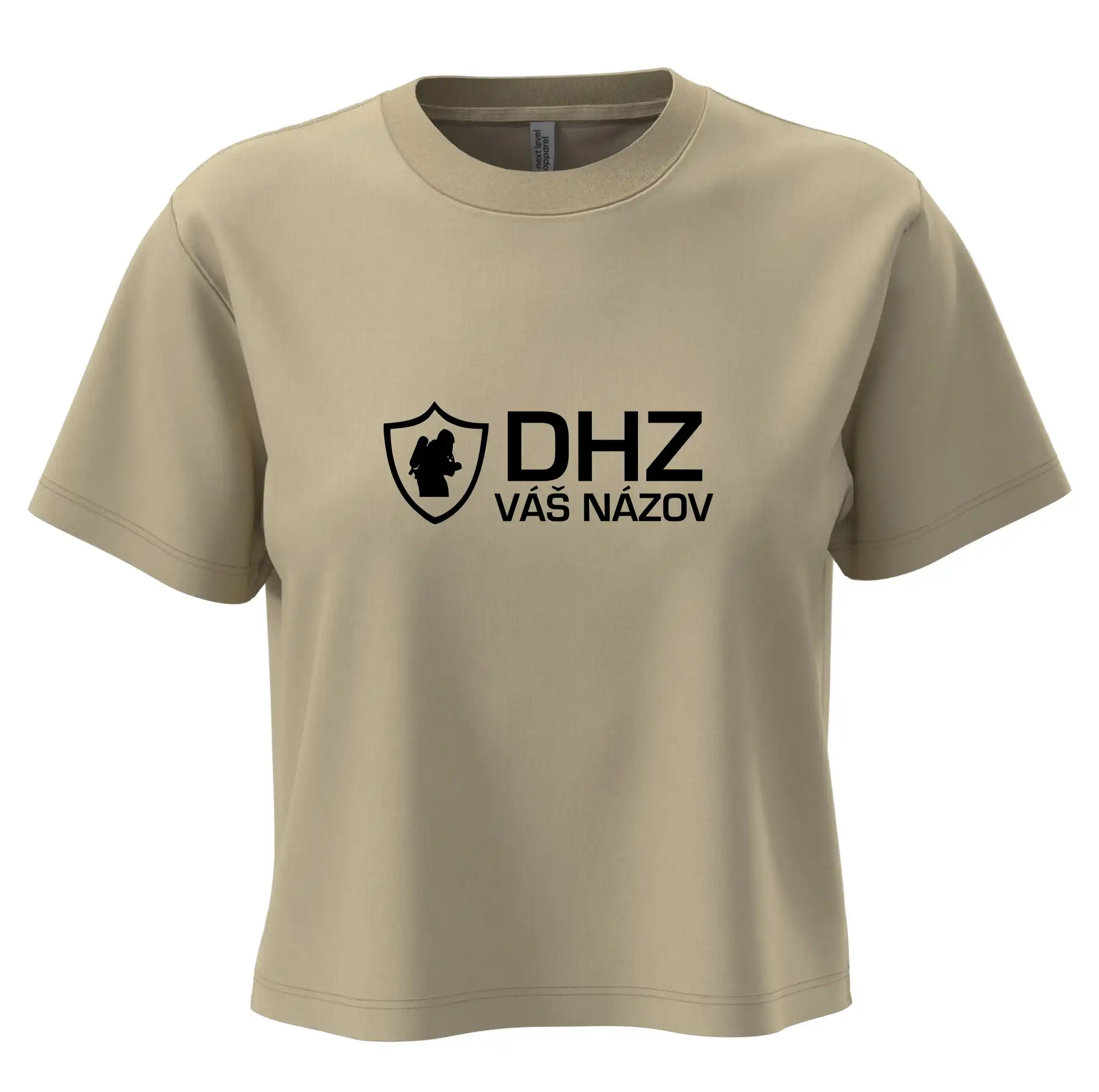 Originálne tričká pre hasičov - DHZ emblem - vlastný nápis - Boxy cropped tričko OVERSIZE