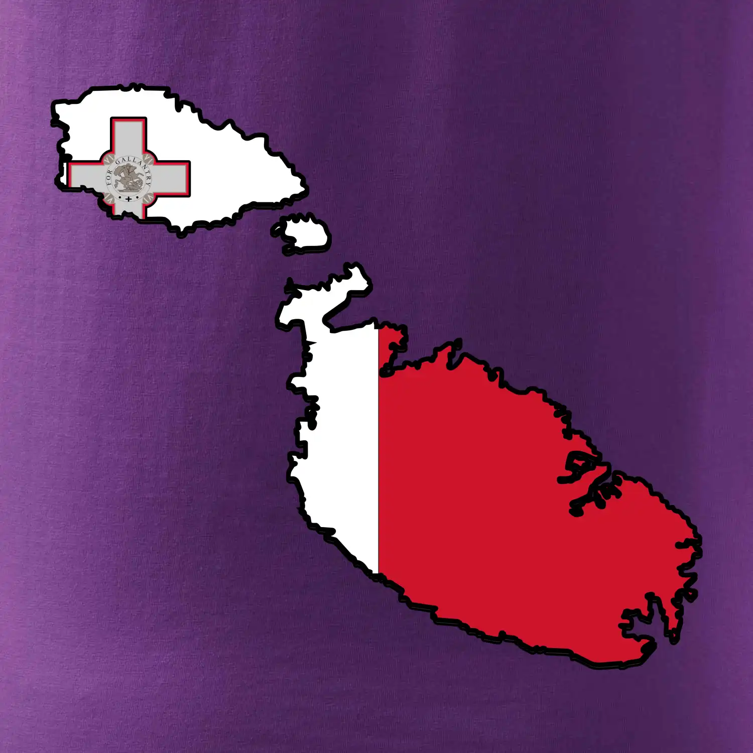 Mapa Malta s vlajkou