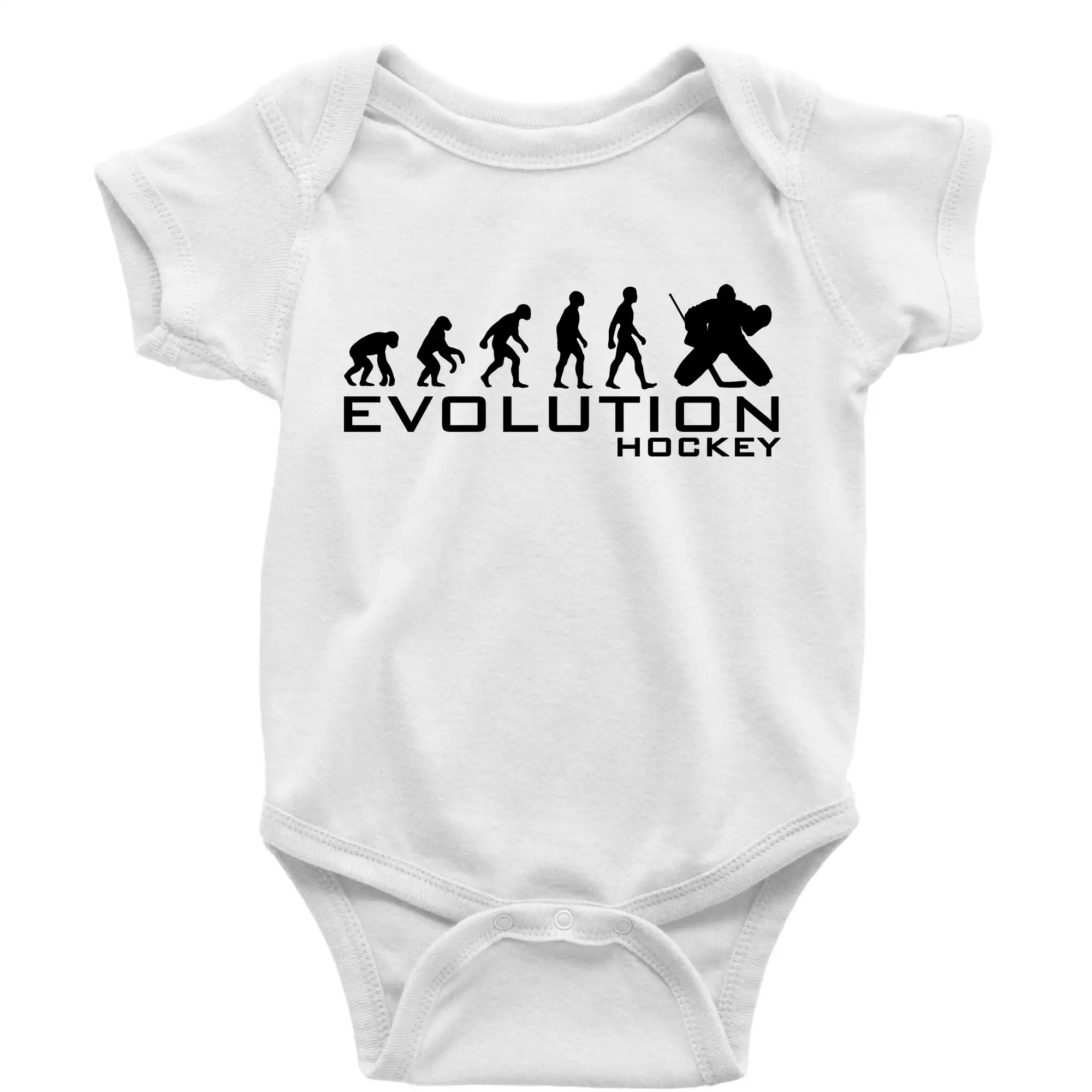 Tričká s potlačou evolúcia - Evolúcia Hockey brankár - Body dojčenské s krátkym rukávom