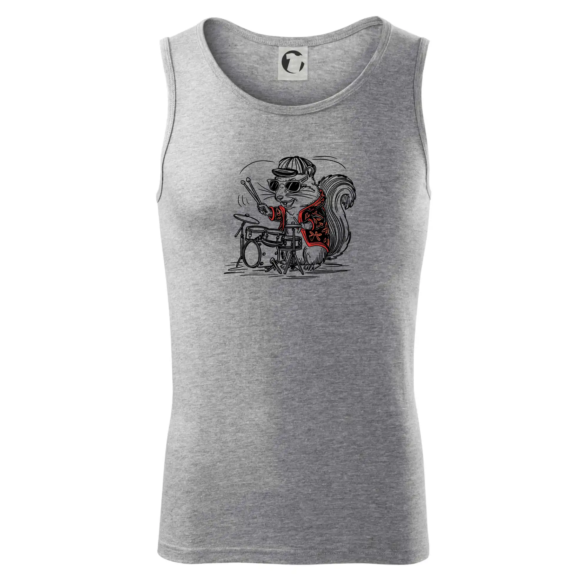 Squirrel playing drums