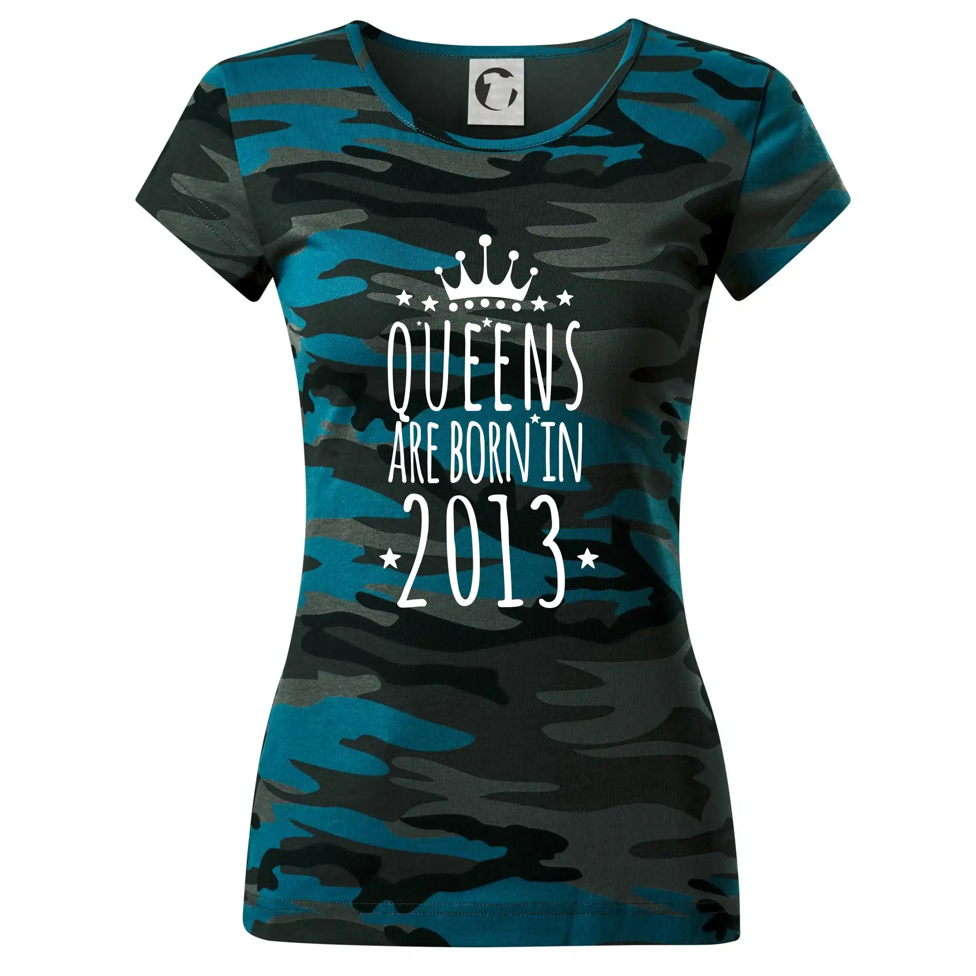 Tričká k narodeninám - Queens are born in 2013 - Dámske maskáčové tričko