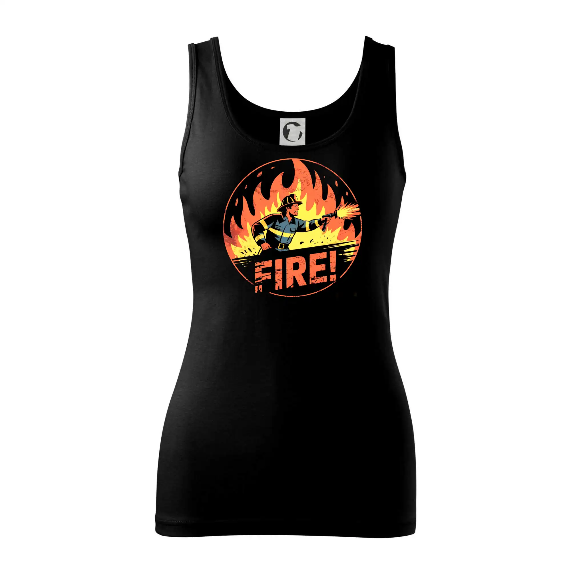 Originálne tričká pre hasičov - Logo okrúhle FIRE - Dámske tielko