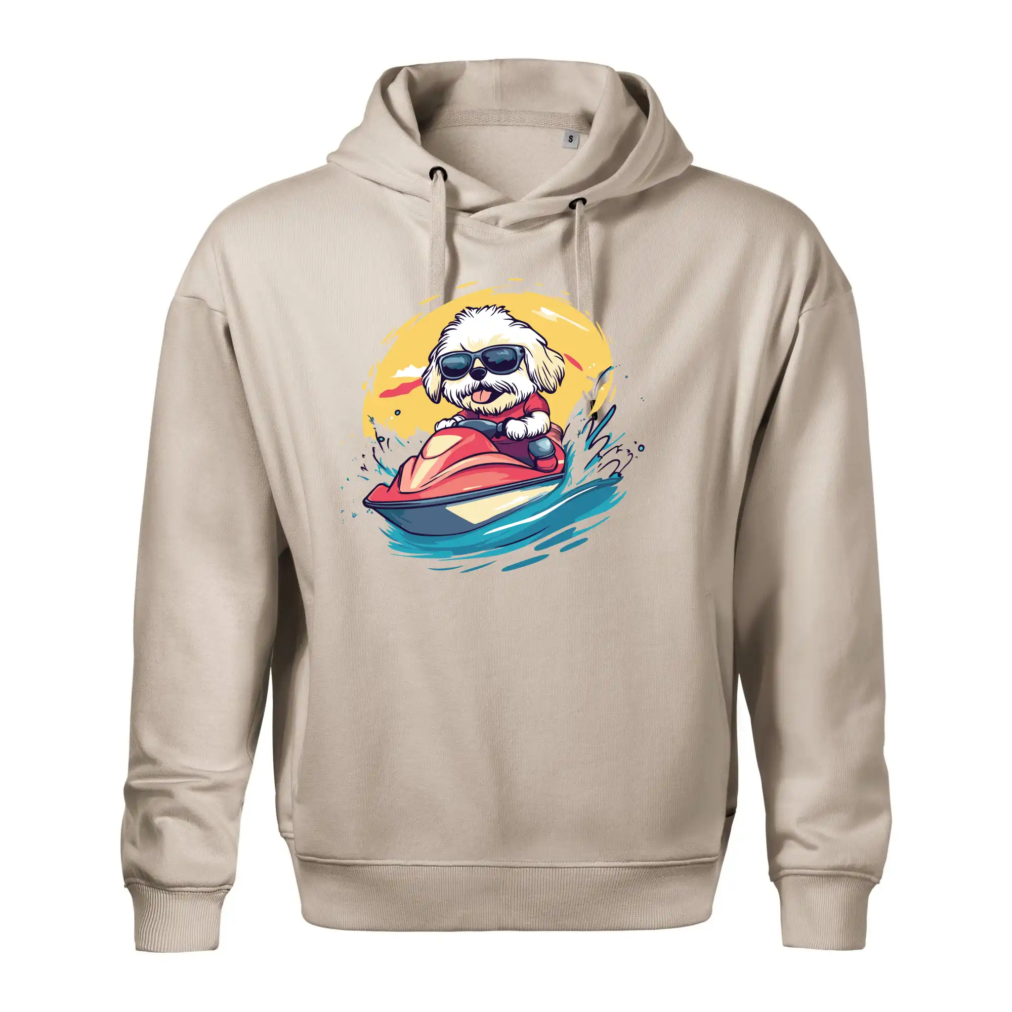 Lhasa Apso na vodním skútru