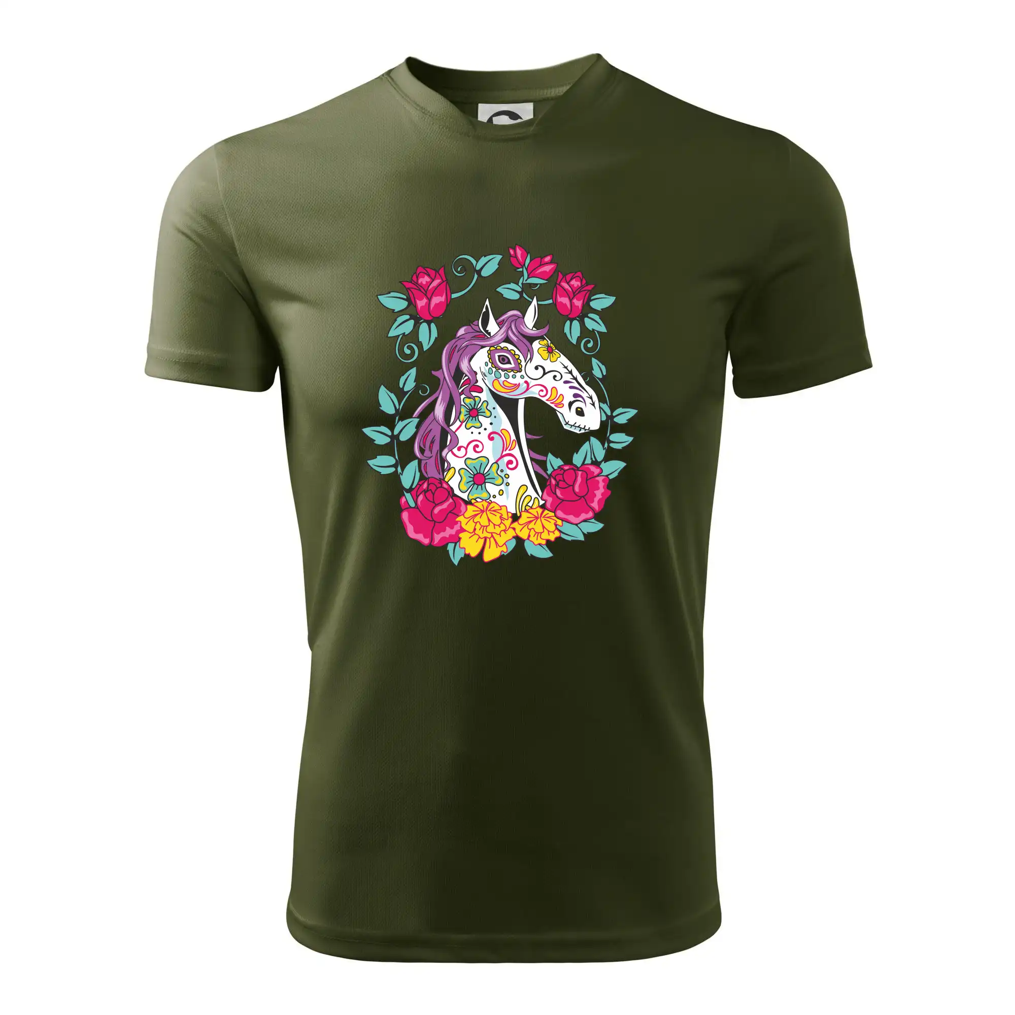 Kůň barevný s květinami