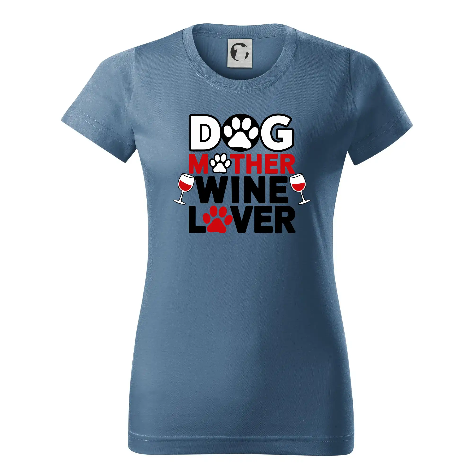 Vtipná tričká s tematikou vína - Dog mother wine lover - Dámske tričko basic - ľahko voľnejšie a dlhšie