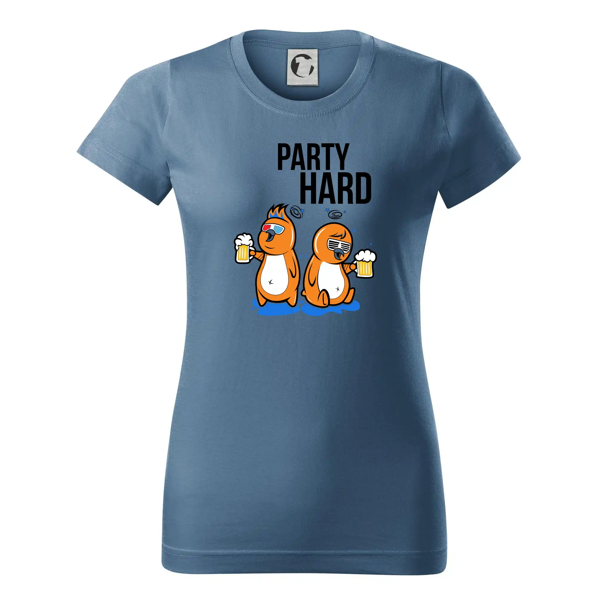 Tričká na párty - Party hard vtáky - Dámske tričko basic - ľahko voľnejšie a dlhšie