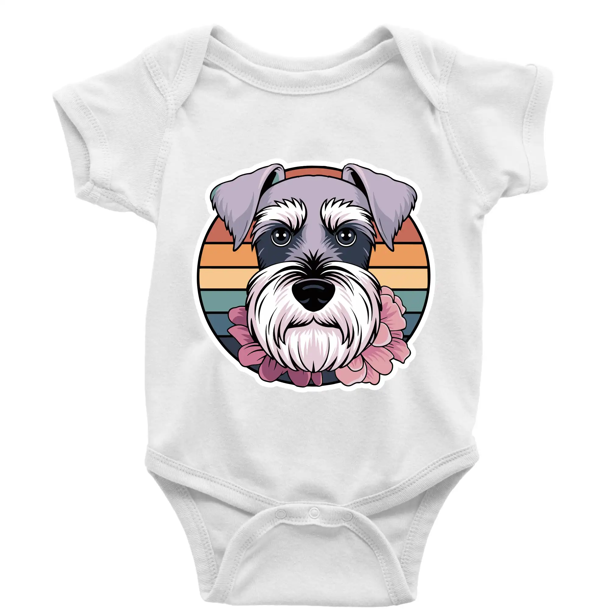 Ostatné psie plemená - Bradáč - sučka a kvety - Body dojčenské s krátkym rukávom