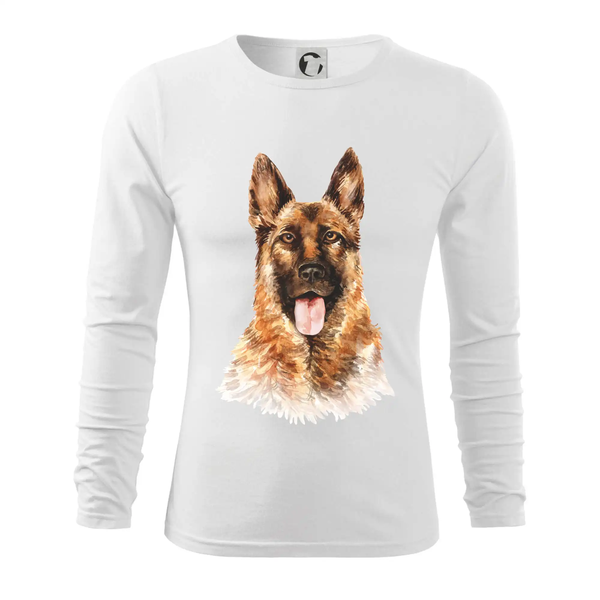 Nemecký ovčiak - German shepherd - vodová farba - Tričko s dlhým rukávom FIT-T long sleeve
