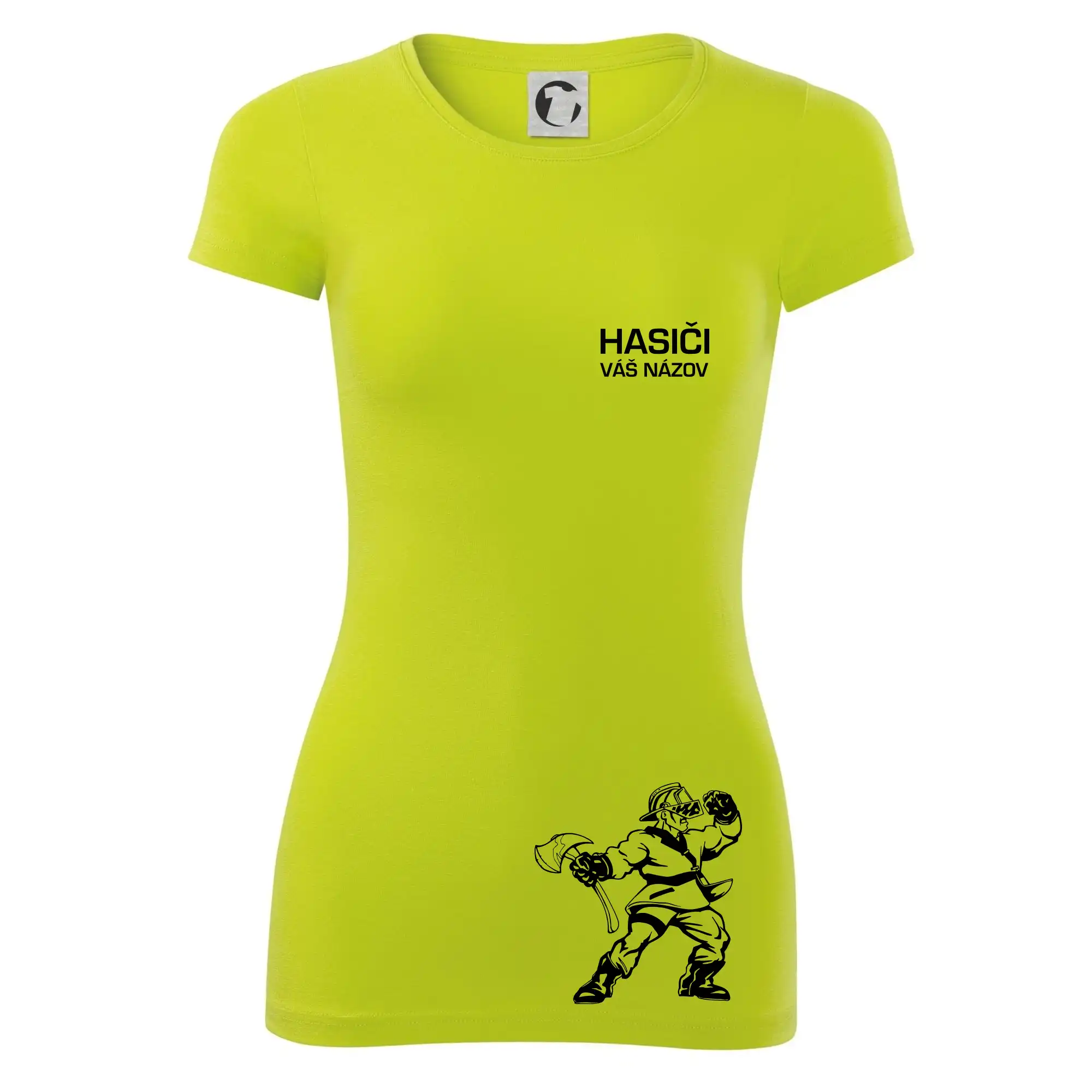 Originálne tričká pre hasičov - Hasič postava - vlastný názov - Dámske tričko Glance - Priliehavejší strih
