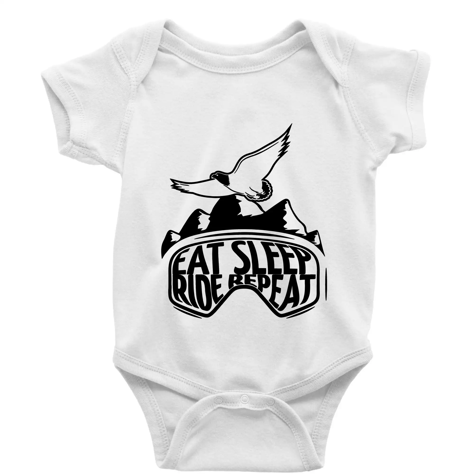 Lyže a Snowboard - Eat sleep ride repeat - hory - Body dojčenské s krátkym rukávom