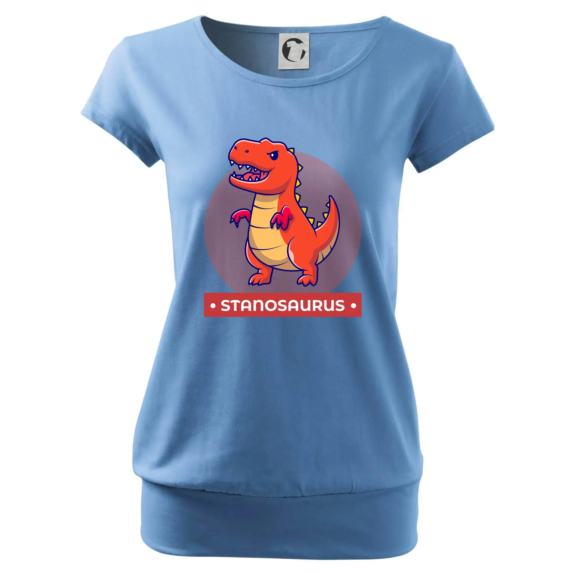 Detské tričká, mikiny a body s originálnymi potlačami | Veselé motívy pre chlapcov aj dievčatá - Dinosaurie mená - oranžový dinosaurus - Voľné tričko city