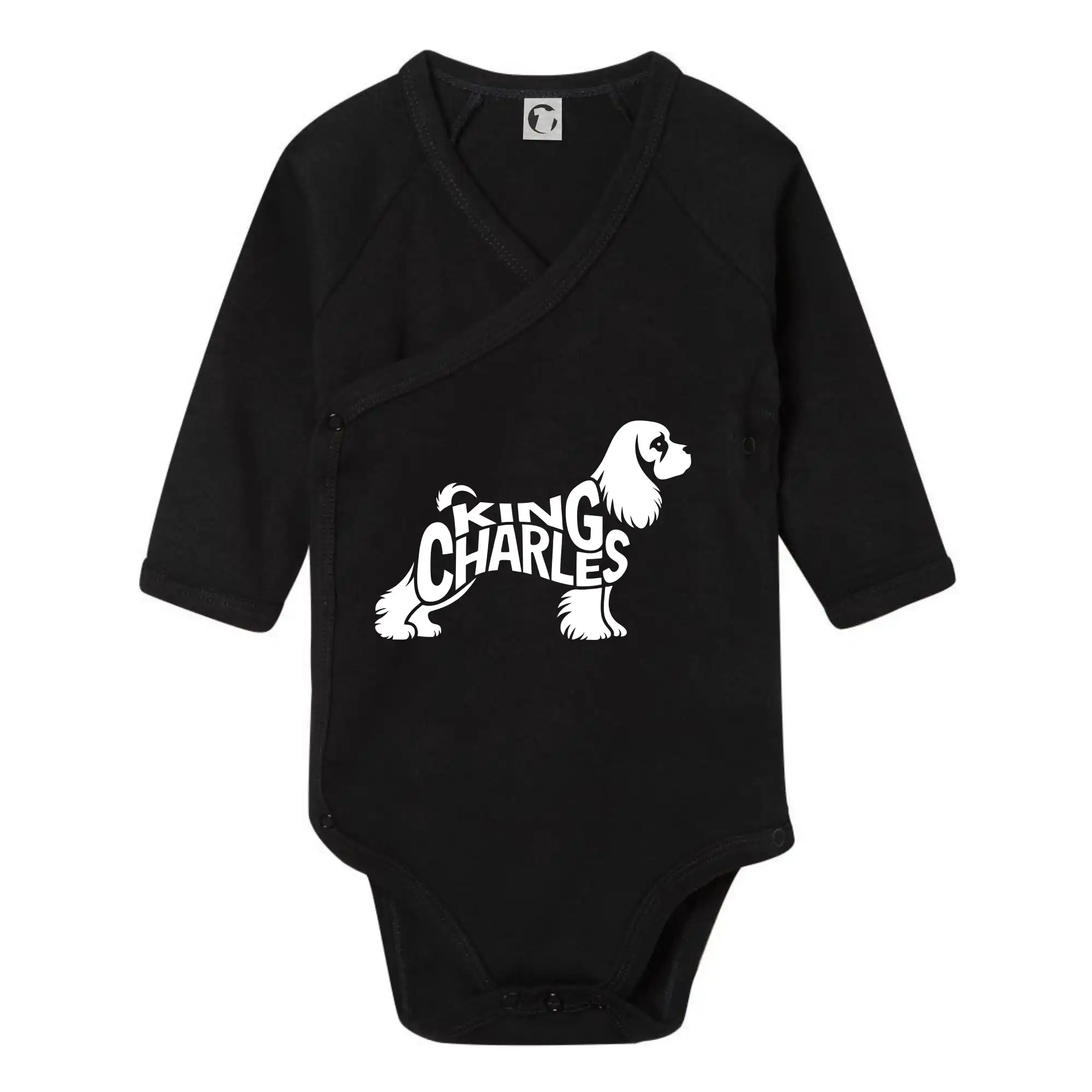 Ostatné psie plemená - Kavalier king Charles španiel nápis v tele - Body zavinovacie s dlhým rukávom