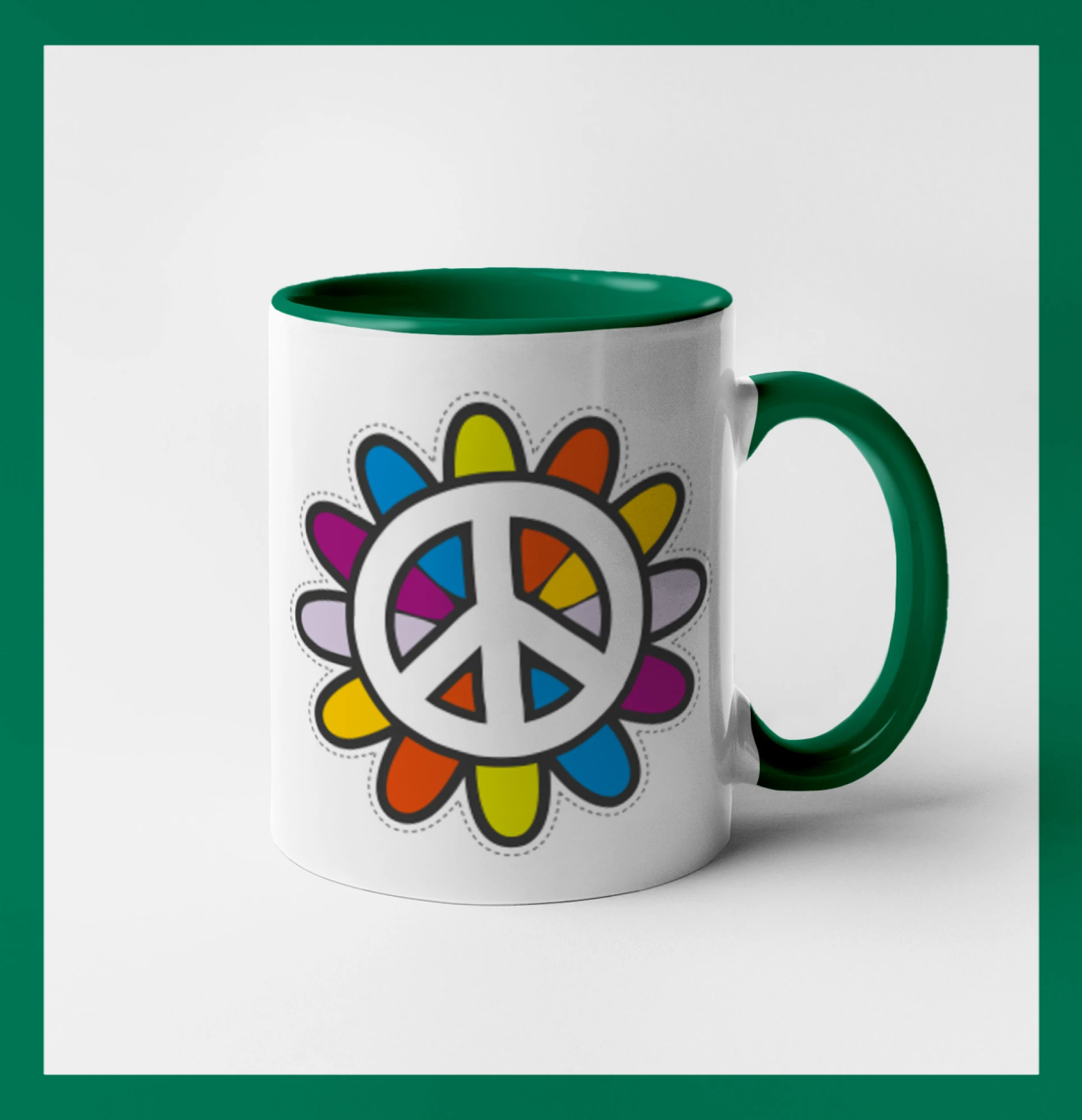 Peace symbol s kreslenou květinou