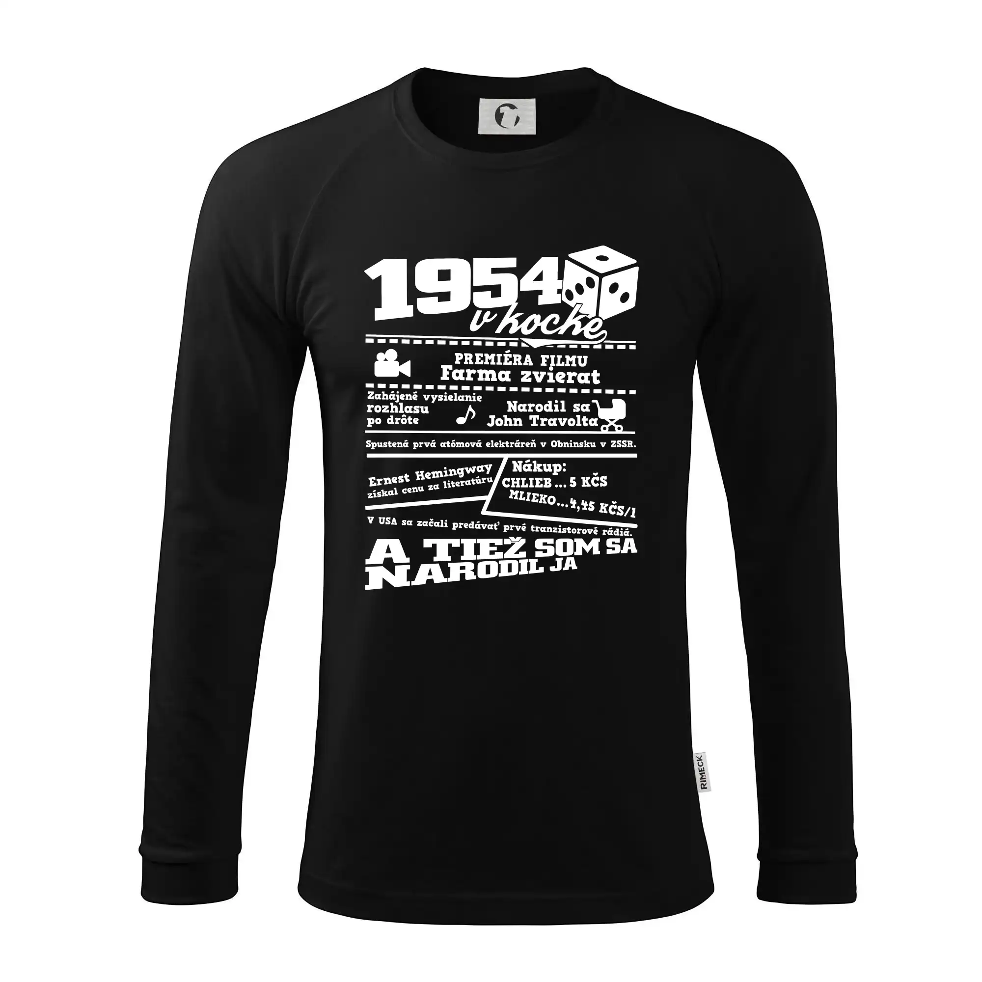 Narodeninové tričko 1954 - 1954 v kocke - Pánske tričko s dlhým rukávom LS130