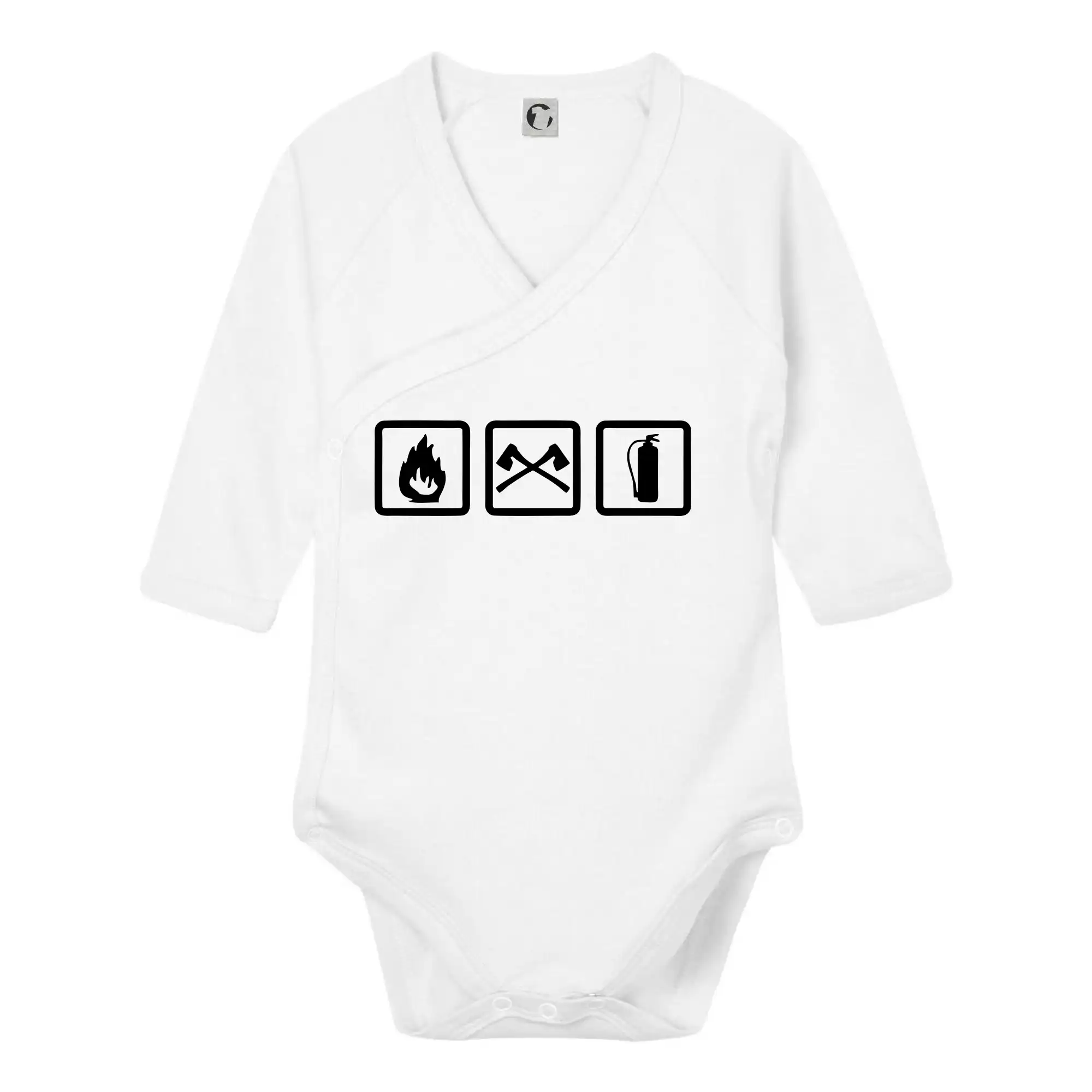 Originálne tričká pre hasičov - Hasiči 3 loga - Body zavinovacie s dlhým rukávom