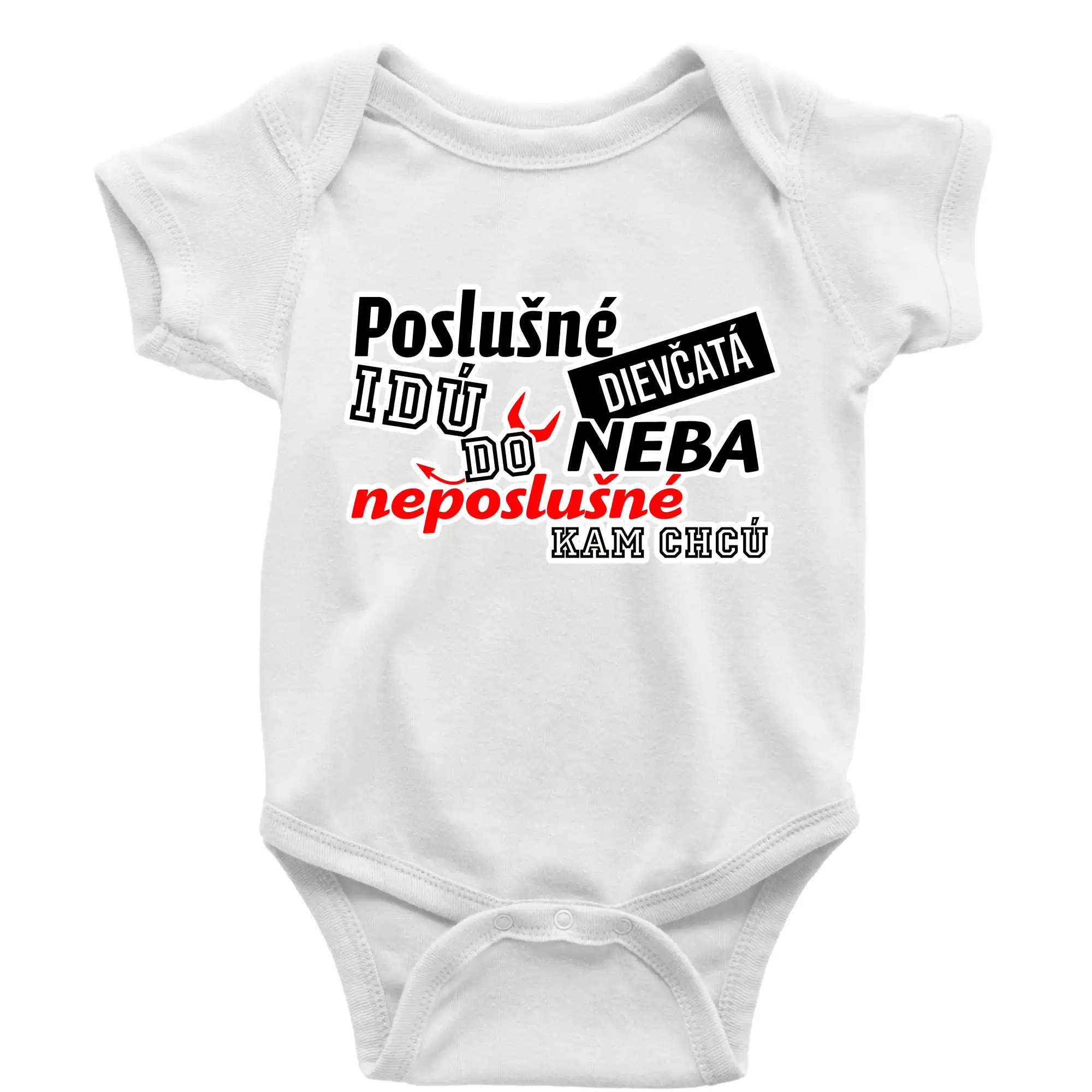 Tričká na párty - Poslušné dievčata idú do neba - Body dojčenské s krátkym rukávom