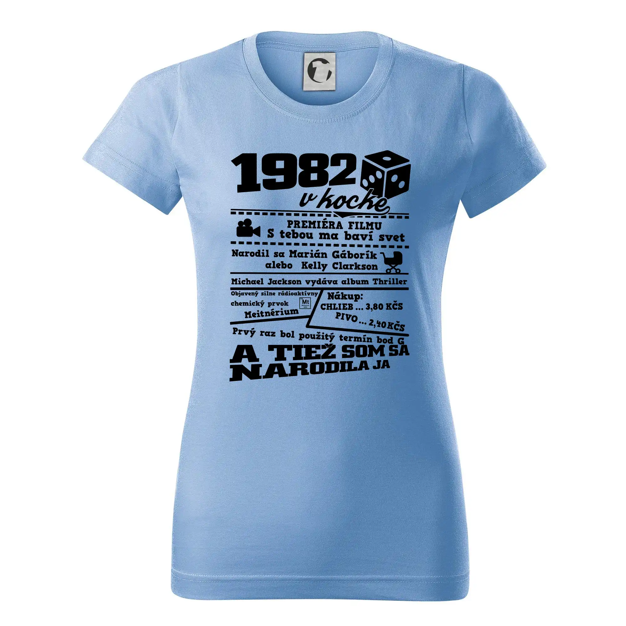 Trička s ročníkom 1982 - 1982 v kocke - Dámske tričko basic - ľahko voľnejšie a dlhšie