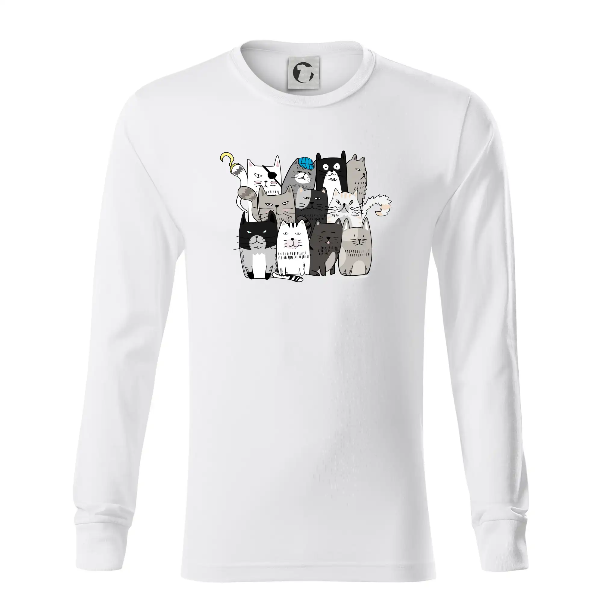 Vtipná tričká s mačkou - Mačky, čo nie sú tak úplne veselé - Tričko s dlhým rukávom LS R05