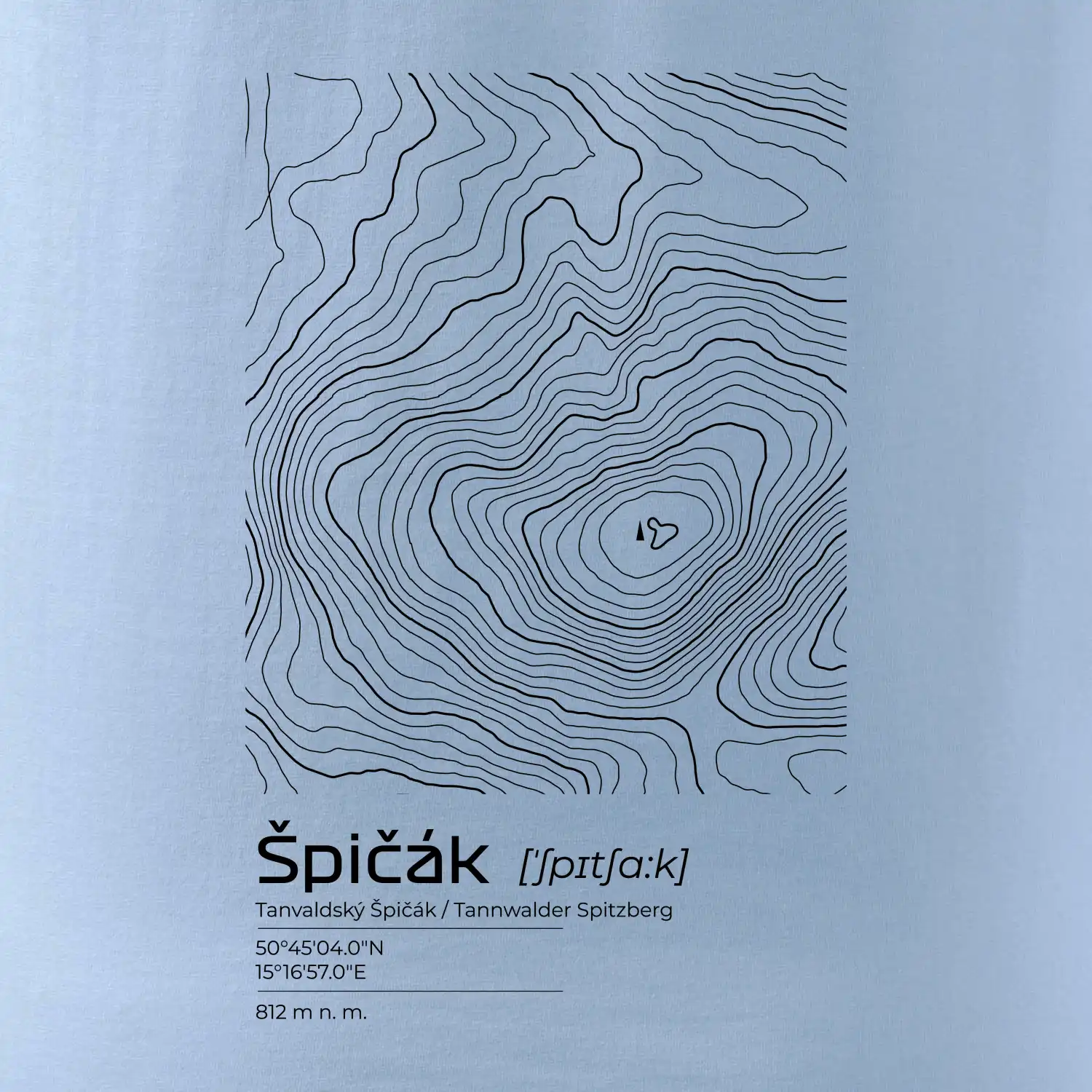 Špičák - vrstevnice v obdélníku