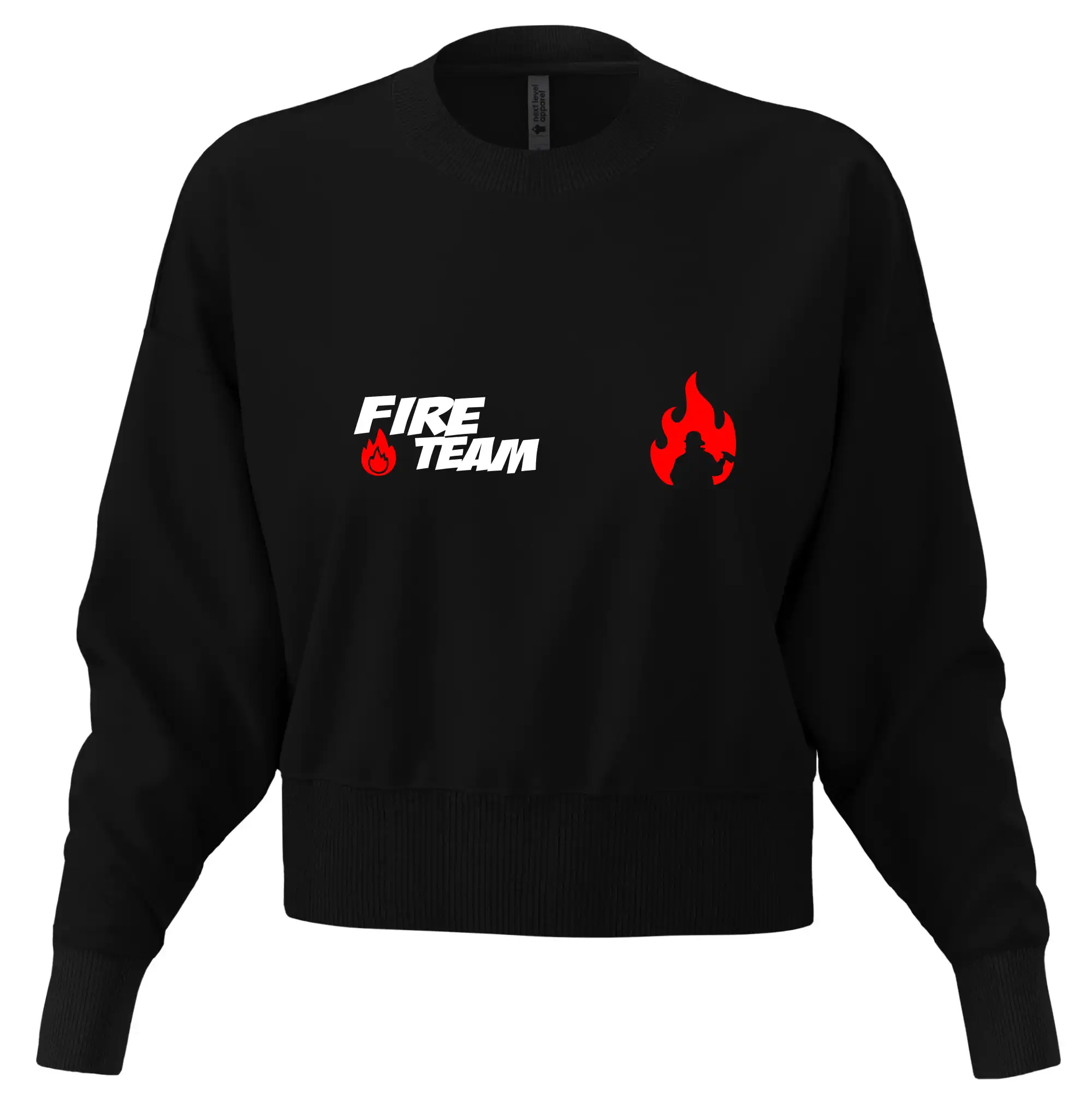 Originálne tričká pre hasičov - Fire Team plamen - Mikina oversize crop OVERSIZE