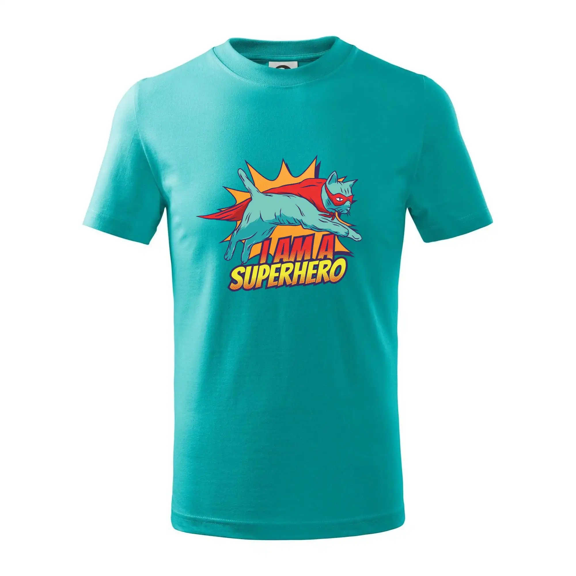 Vtipná tričká s mačkou - Mačka I am a Superhero - Tričko detské bavlnené