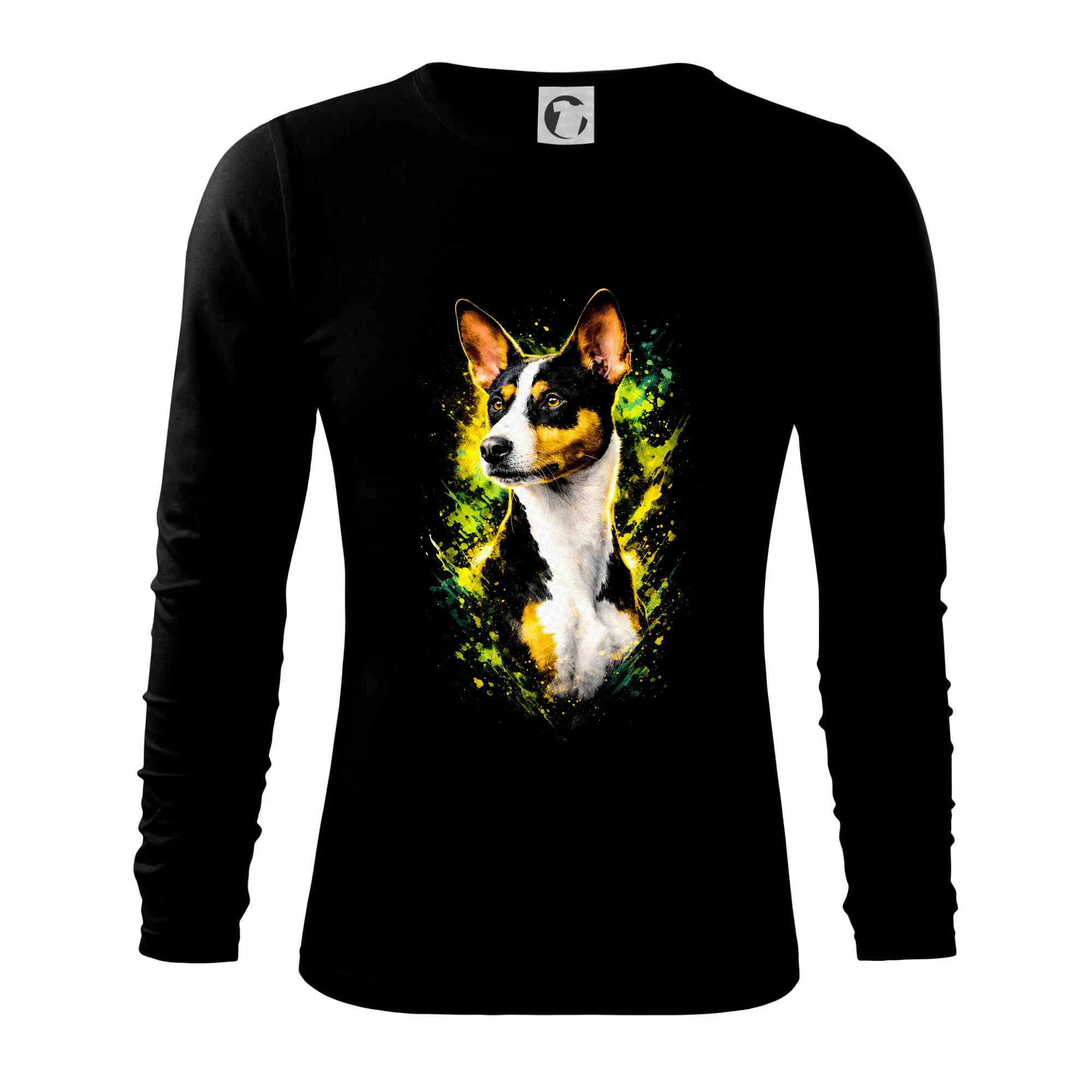 Ostatné psie plemená - Obrázok poltón Basenji hlava - Tričko s dlhým rukávom FIT-T long sleeve