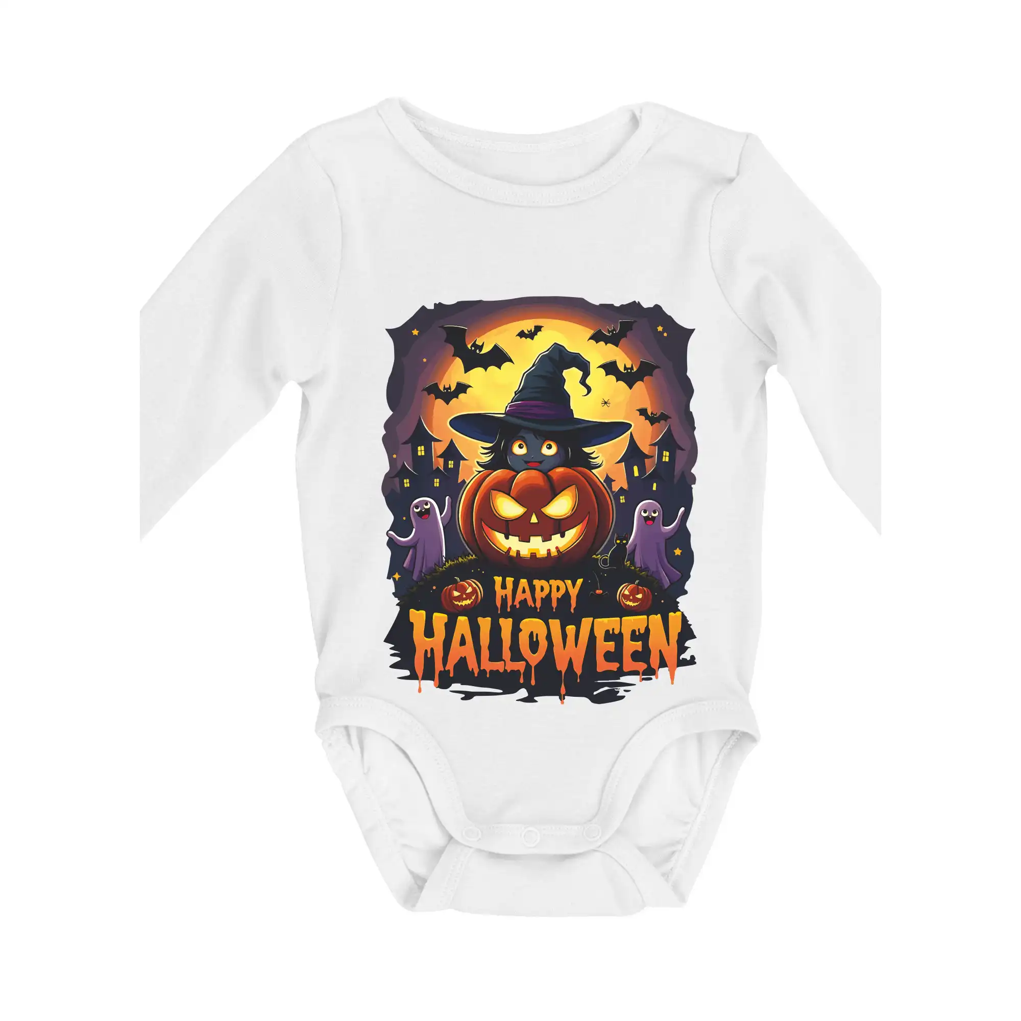 Grafické tričká - Happy Halloween - Body dojčenské s dlhým rukávom