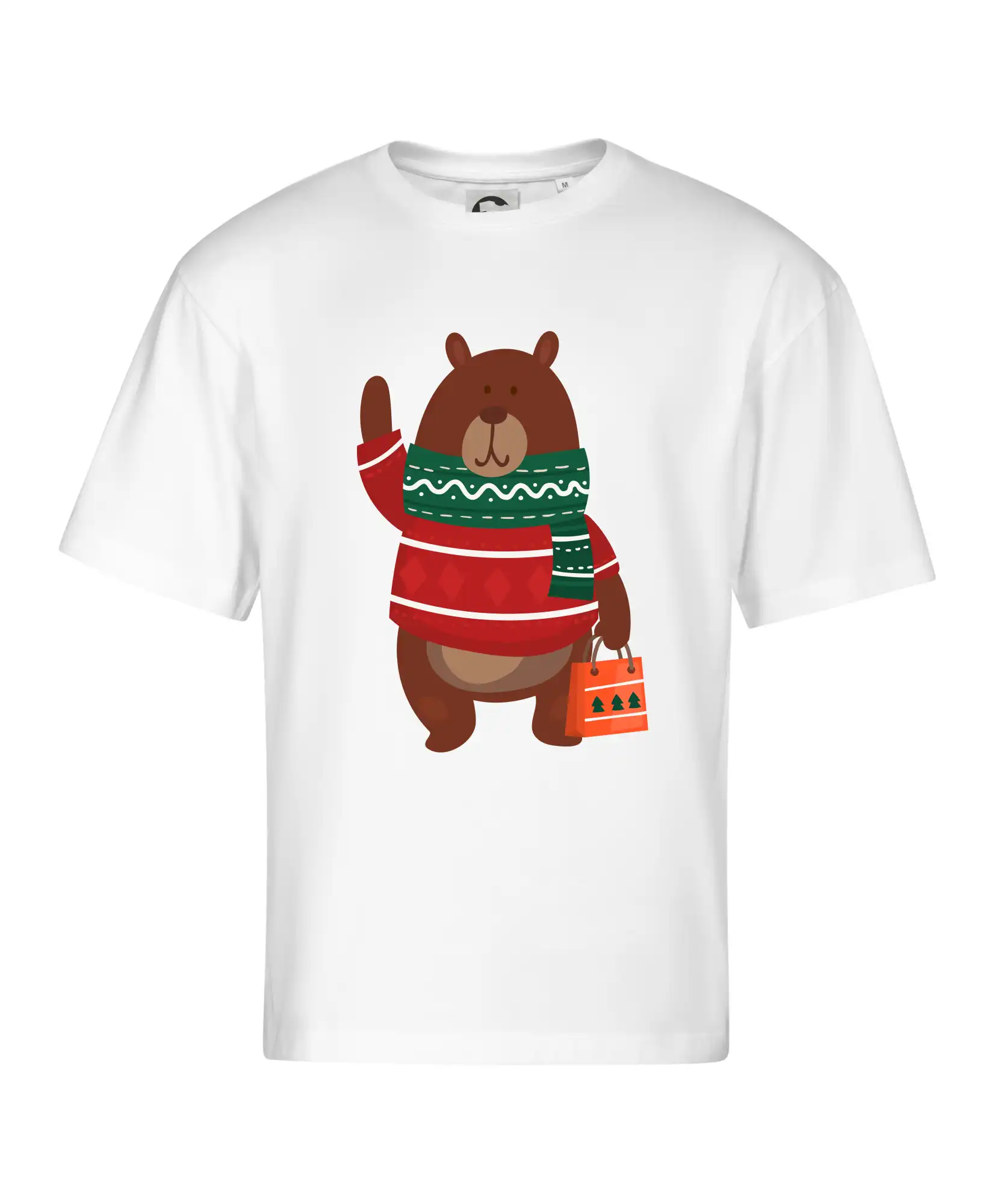 Vianočné tričká - Medveď s darčekom - Stage unisex - OVERSIZE