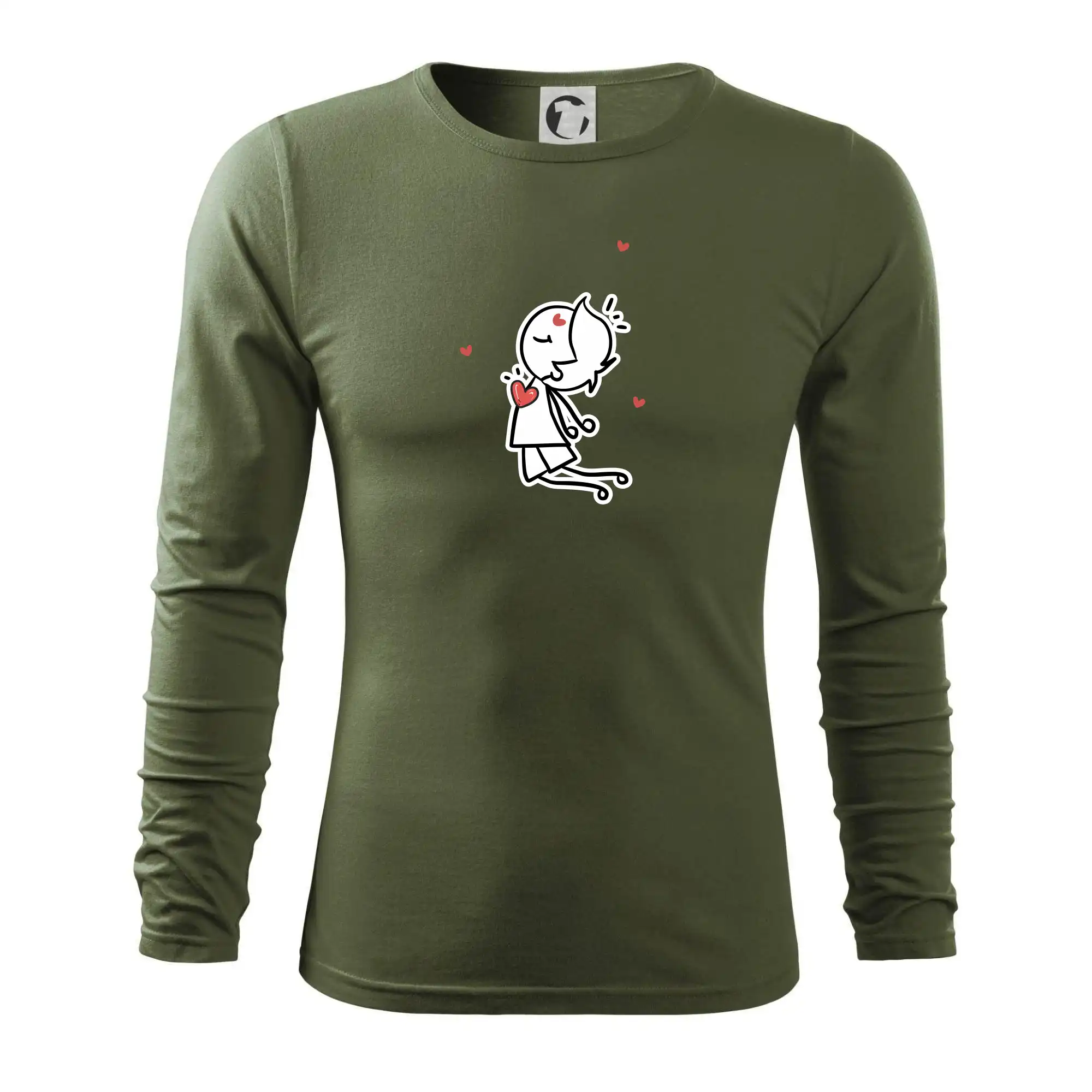 Tričká pre zamilovaných - Párový motív - panáčik a magnet - Tričko s dlhým rukávom FIT-T long sleeve