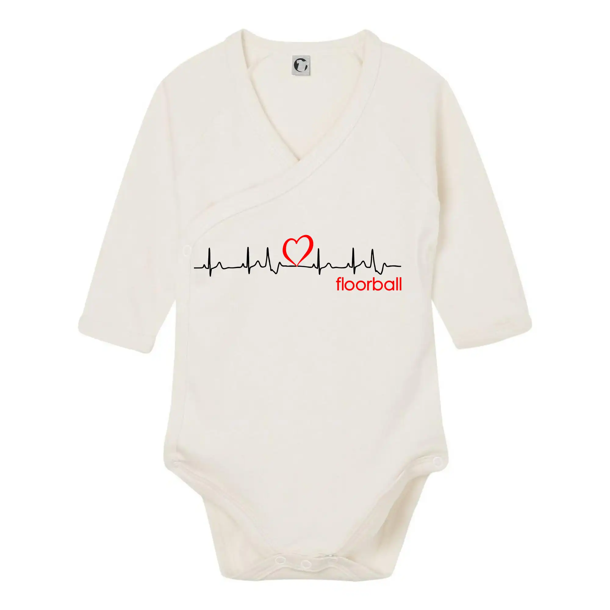 Florbalové tričká - Moje srdce bije pre floorball - Body zavinovacie s dlhým rukávom