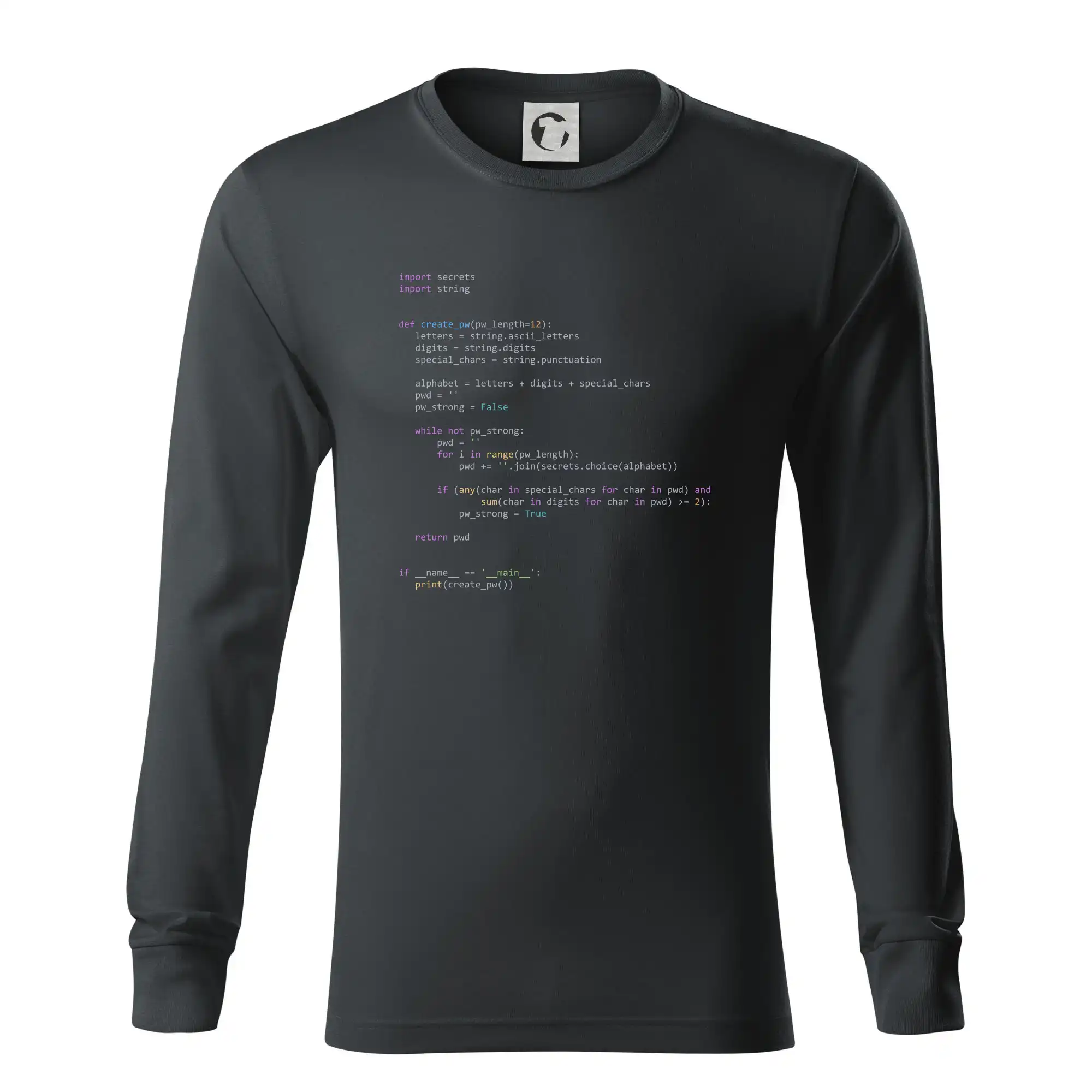 Tričká pre ajťákov - Python Generátor hesiel - Tričko s dlhým rukávom LS R05