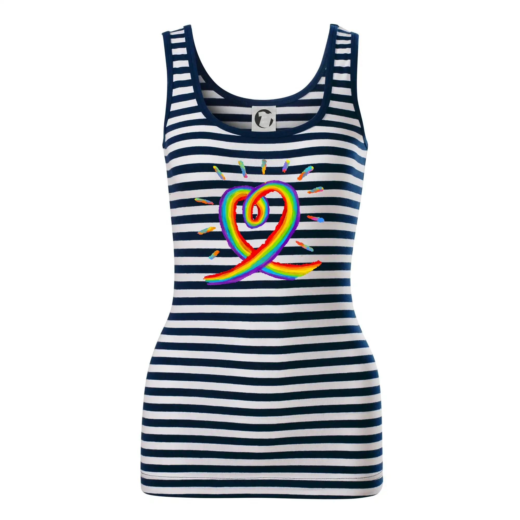 Tričká pre LGBT a Queer komunitu - Srdce pride dúha kreslená - Sailor tielko na vodu