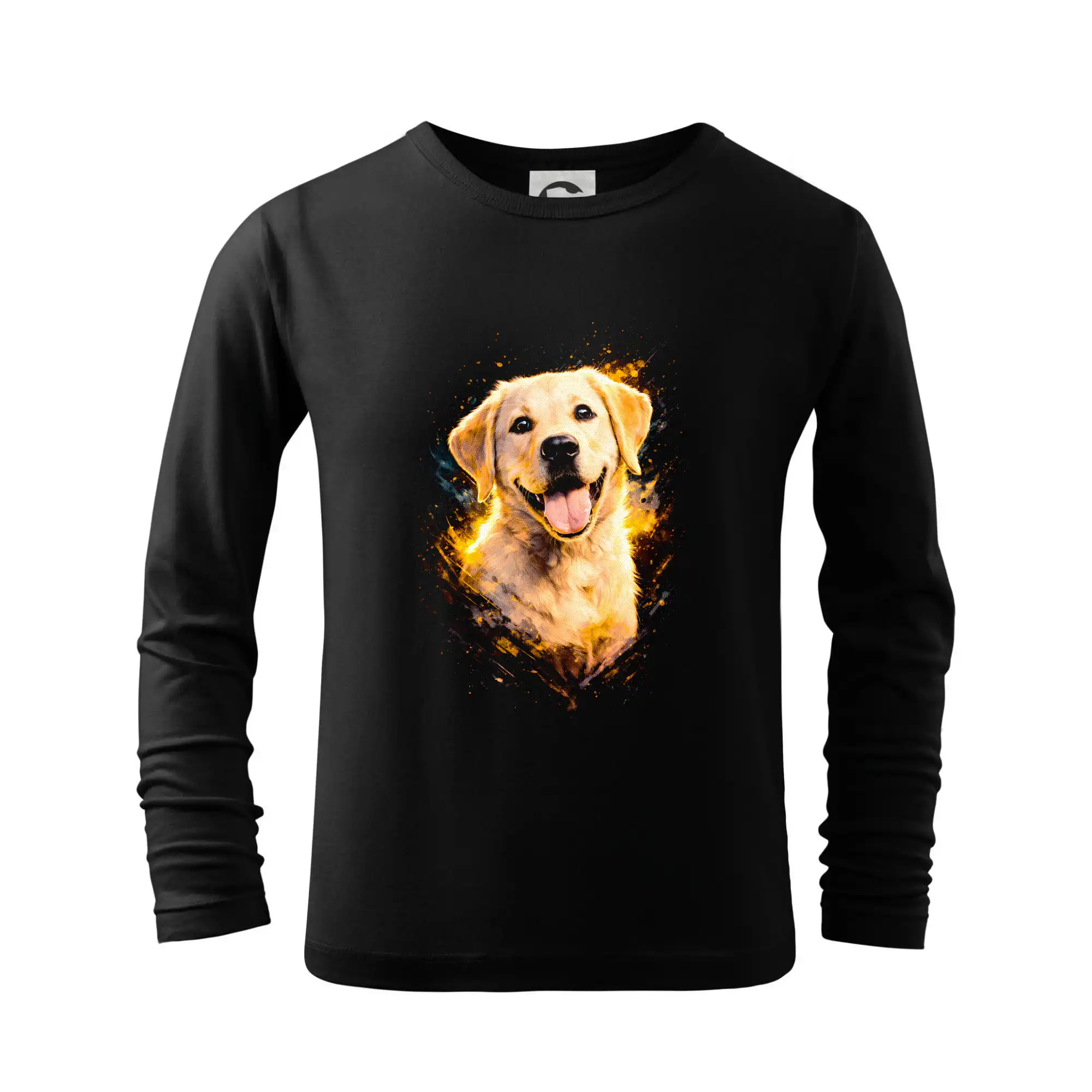 Ostatné psie plemená - Obrázok poltón Zlatého retriever sediaci - Tričko detské Long Sleeve